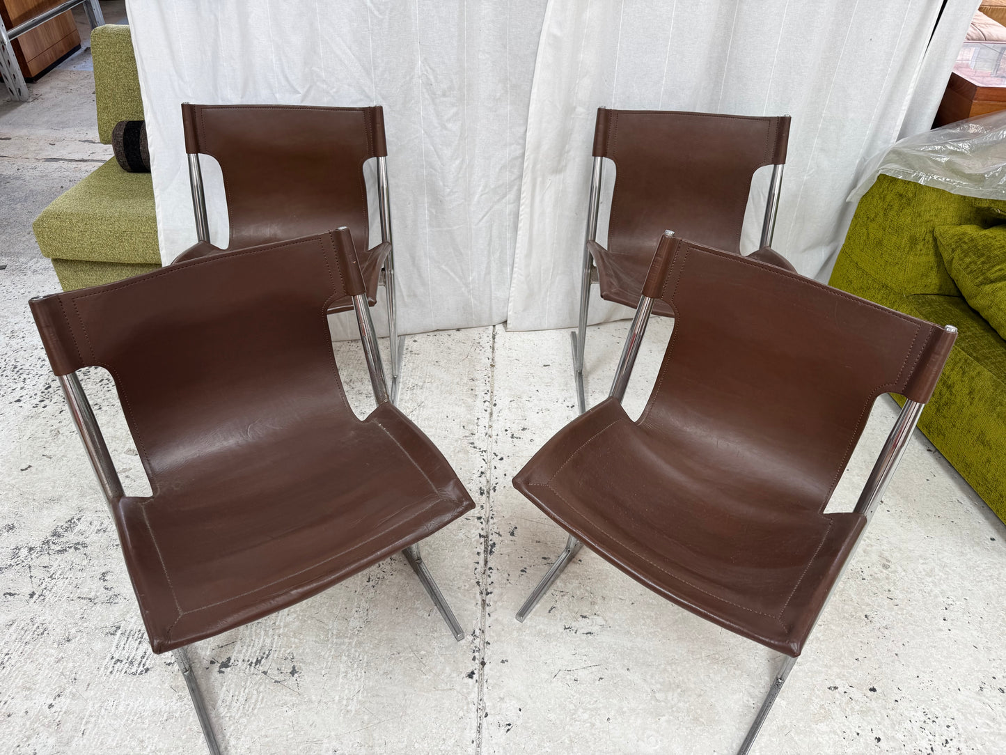 W.D Wallace Leather Chairs - set of four