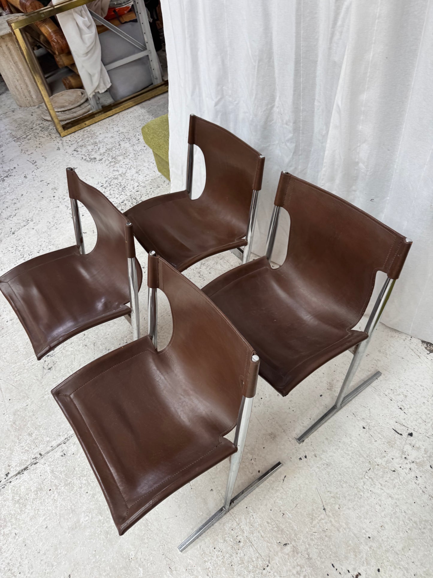 W.D Wallace Leather Chairs - set of four