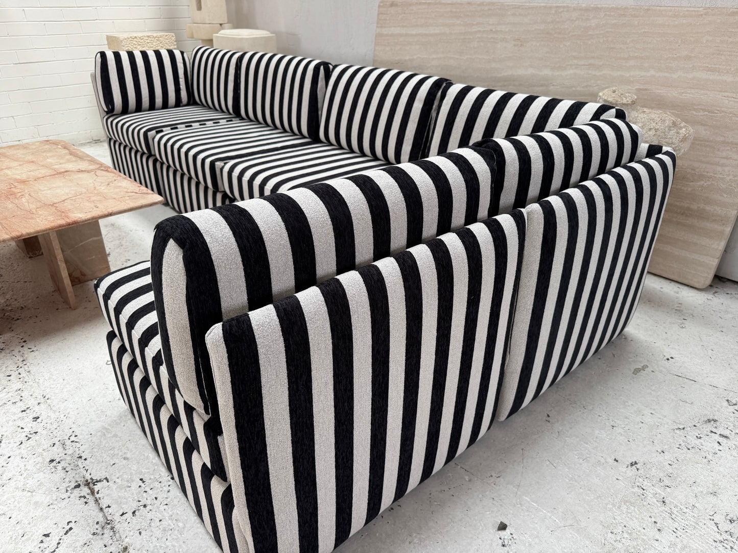 Vintage Jumbo Stripe Modular Sofa - Freshly Reupholstered
