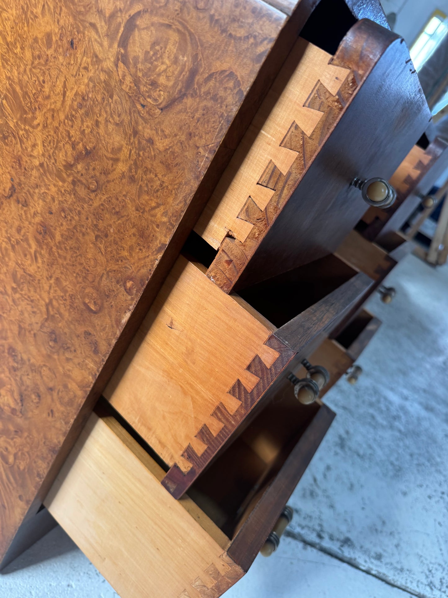 Vintage Burl Wood Bedside Tables - Pair