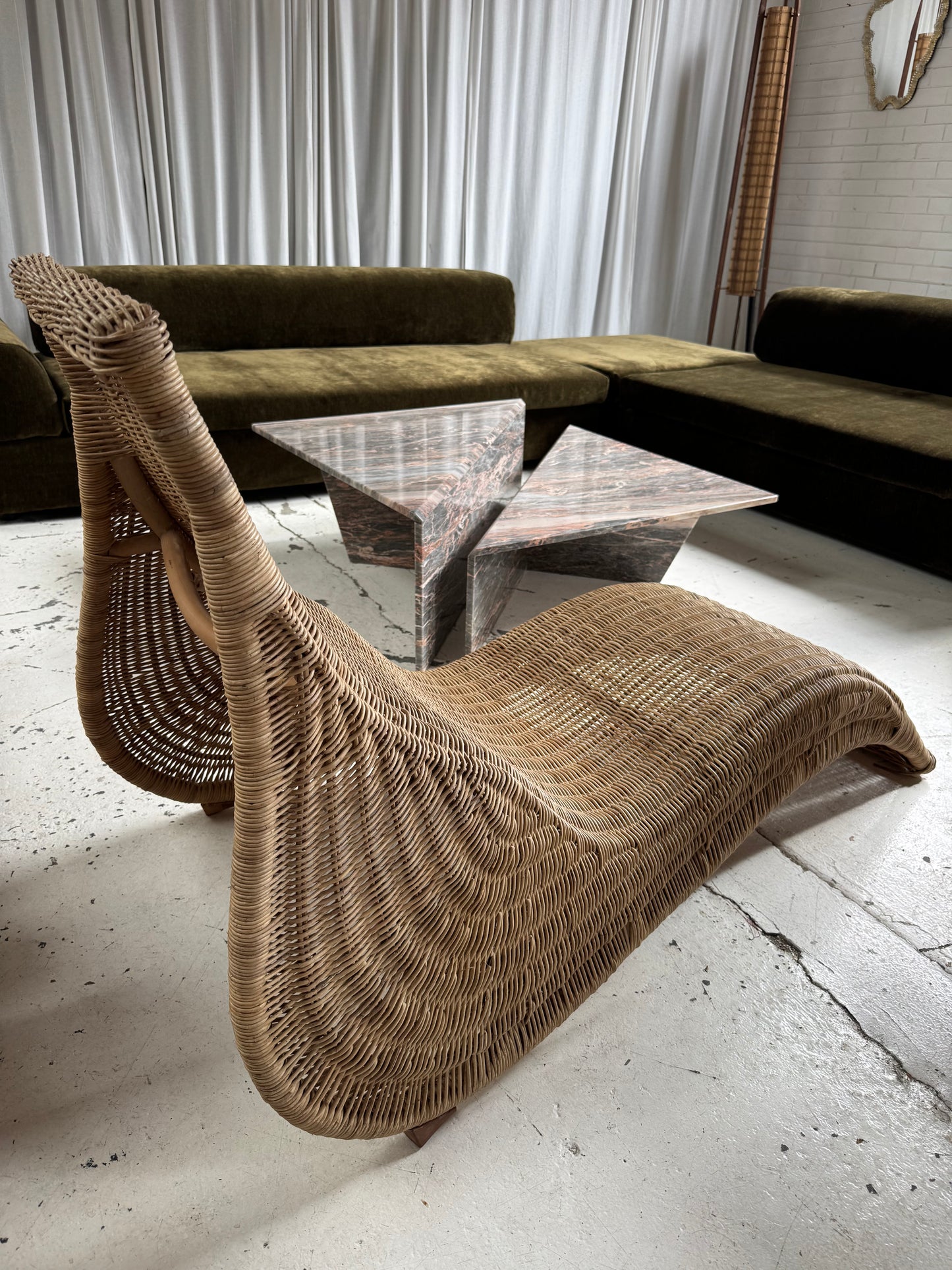 Custom Large Modular Sofa - Bark Velvet