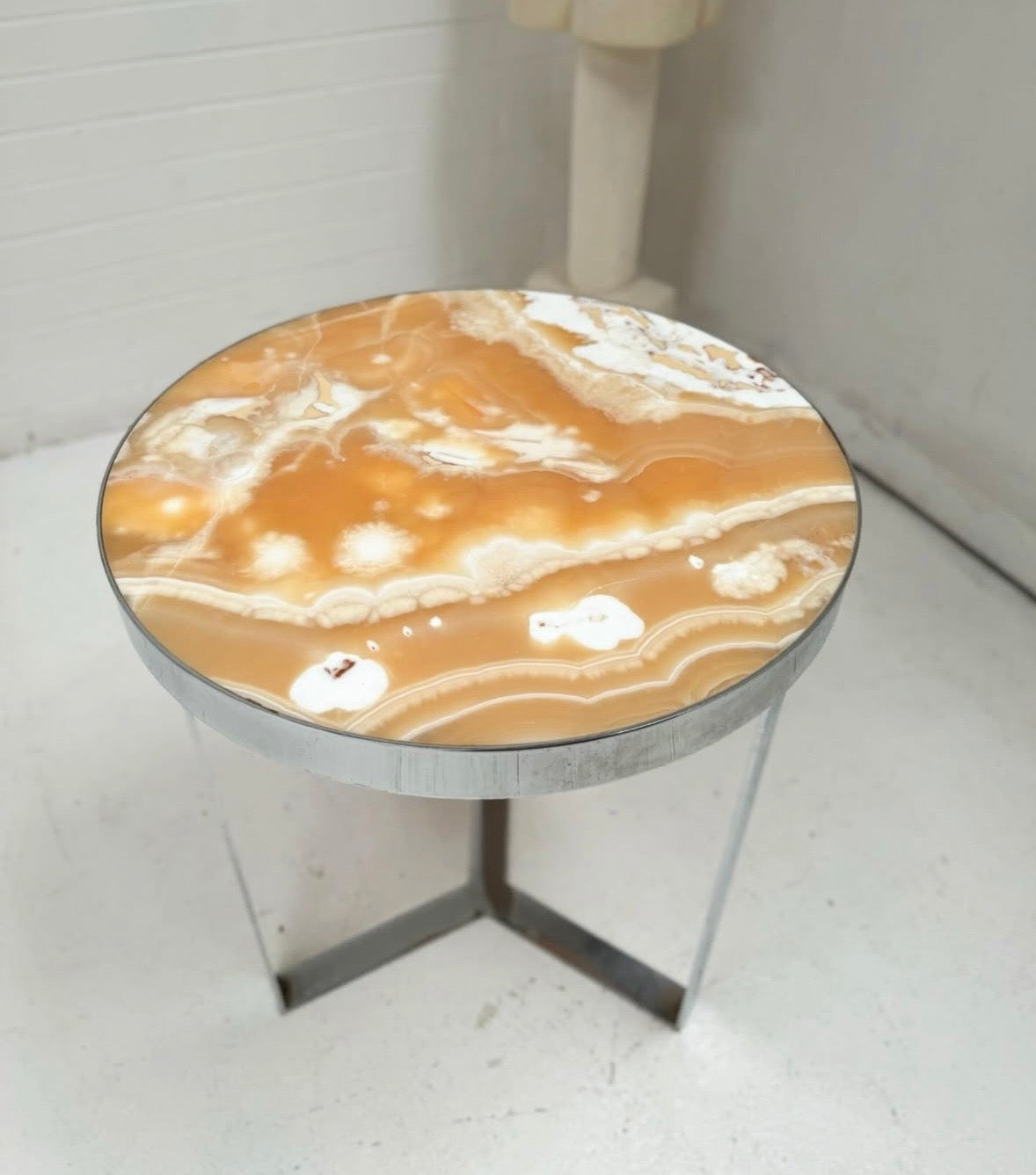 Onyx Marble & Chrome Table