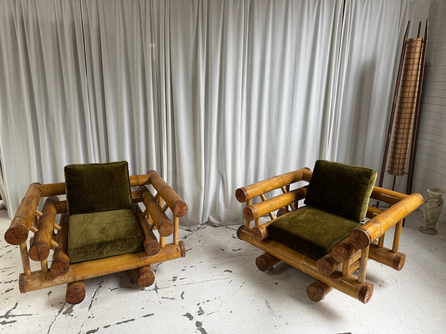 Vintage Jumbo Bamboo Armchairs x 2