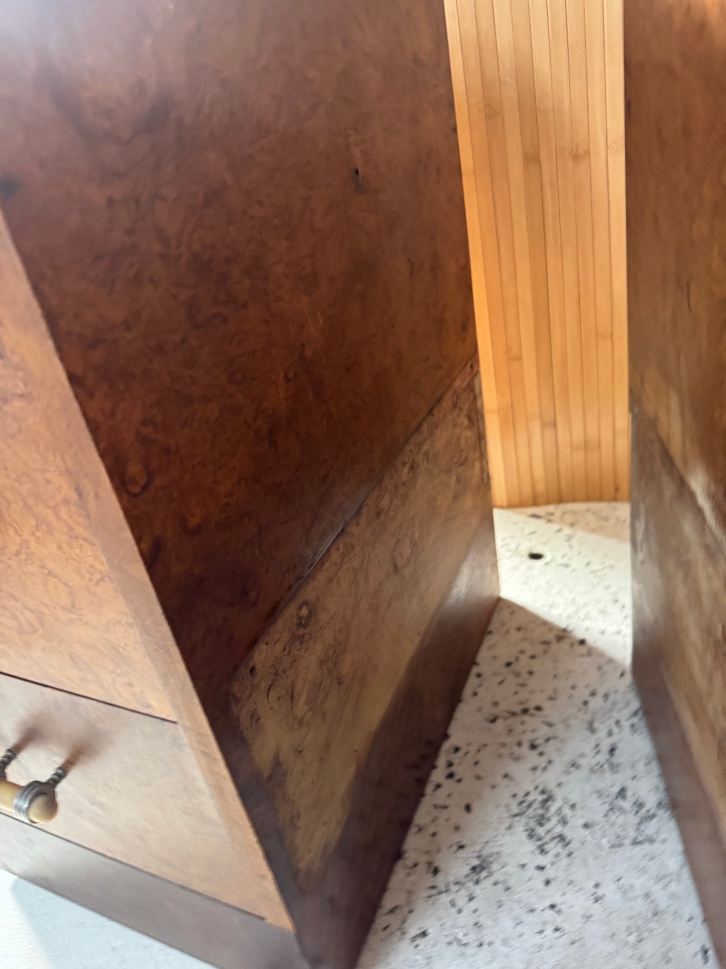 Vintage Burl Wood Bedside Tables - Pair