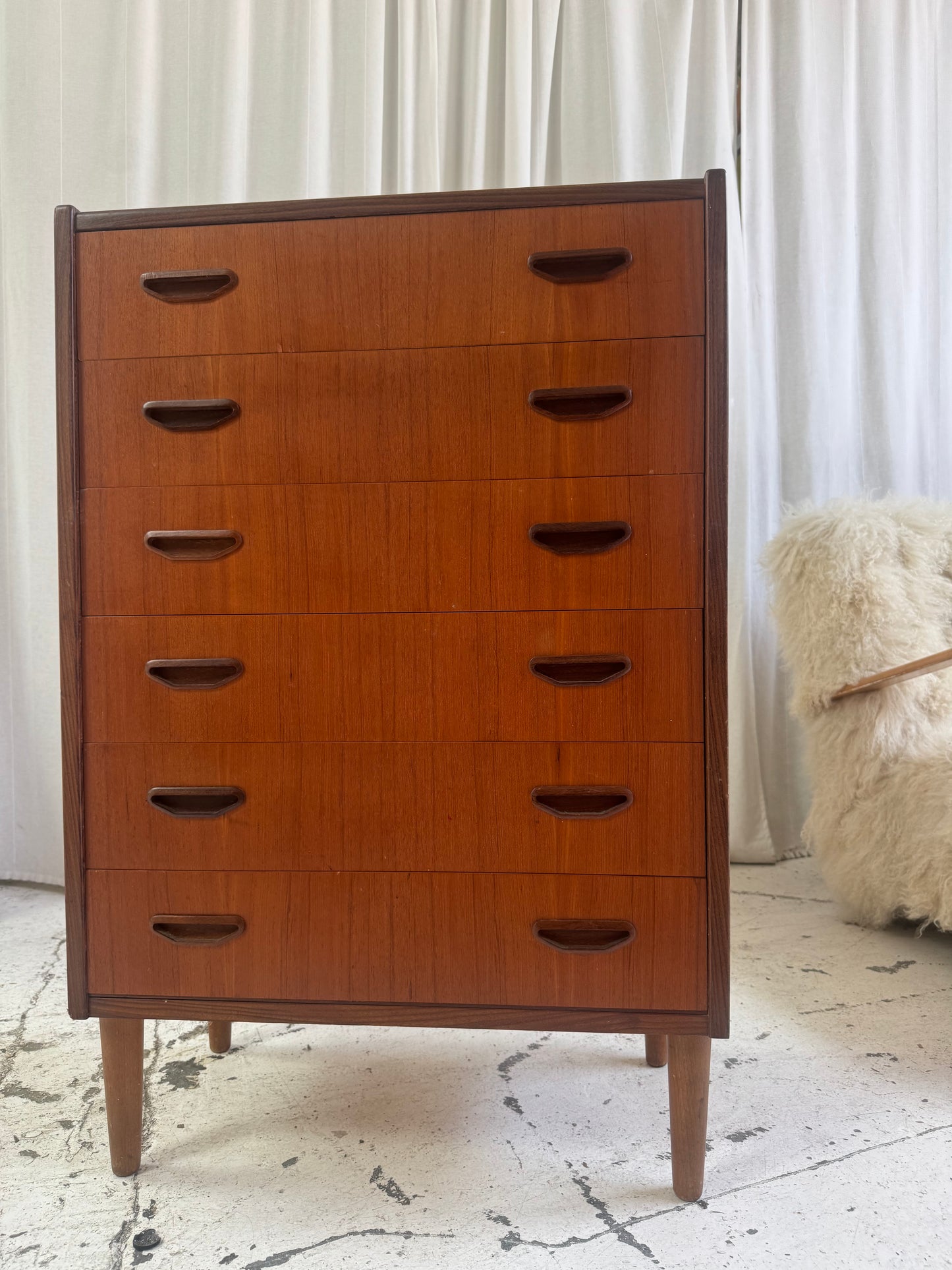 P. Westergaard Slimline Danish Tall Boy Drawers