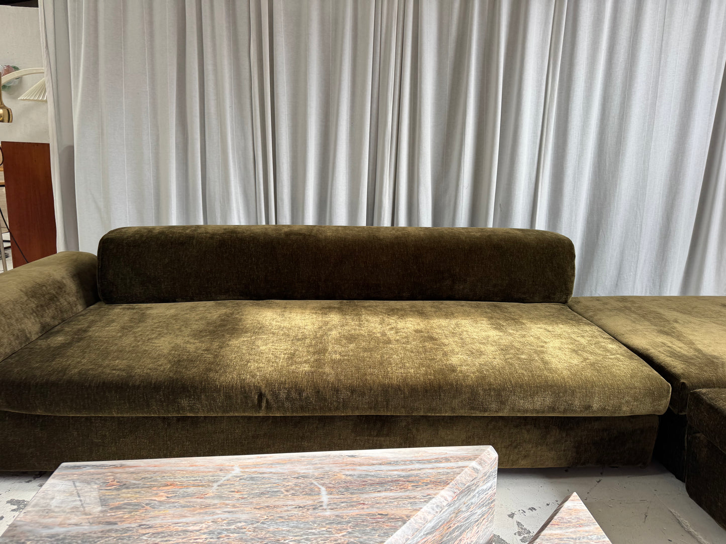 Custom Large Modular Sofa - Bark Velvet