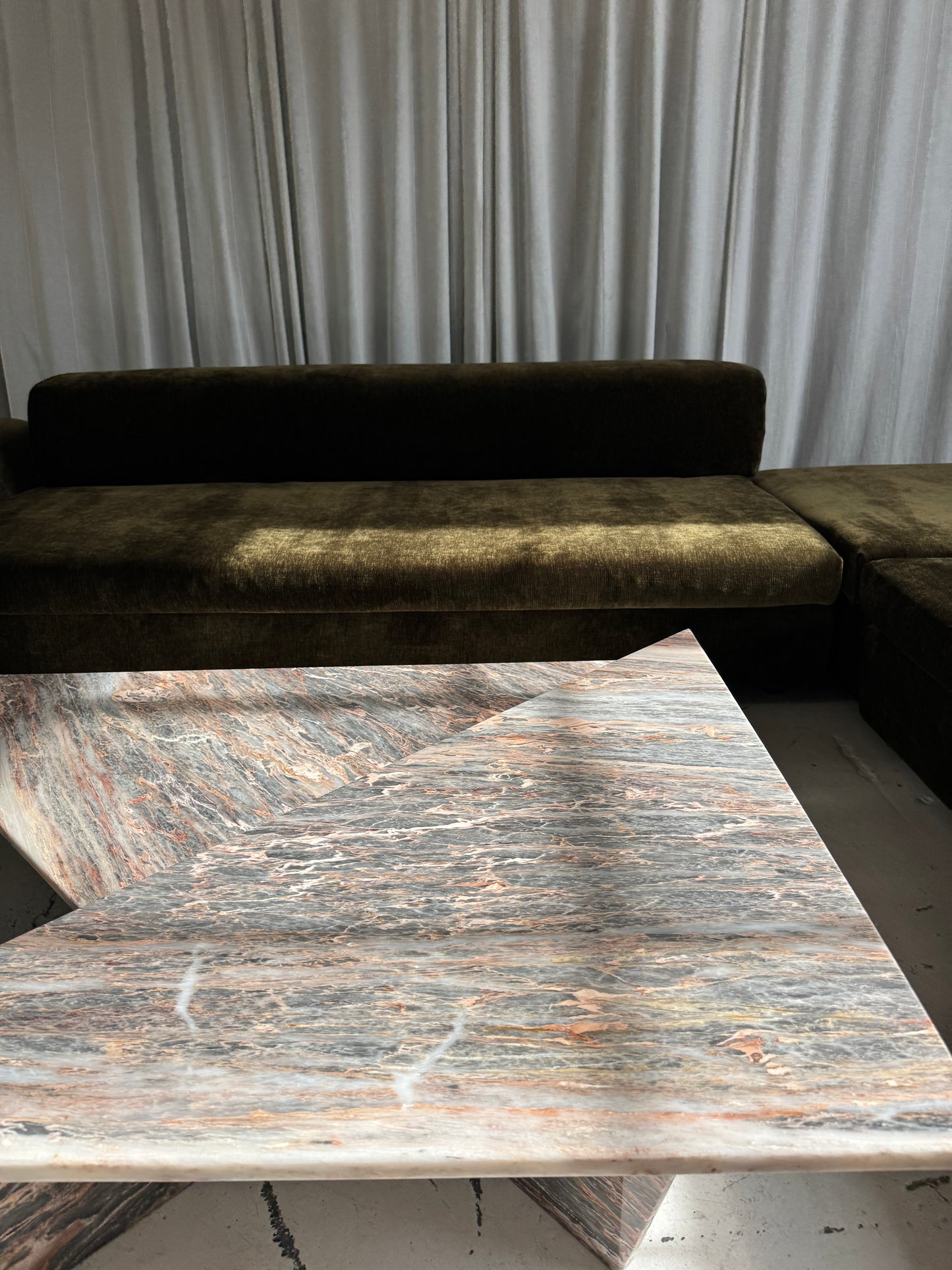 Custom Large Modular Sofa - Bark Velvet