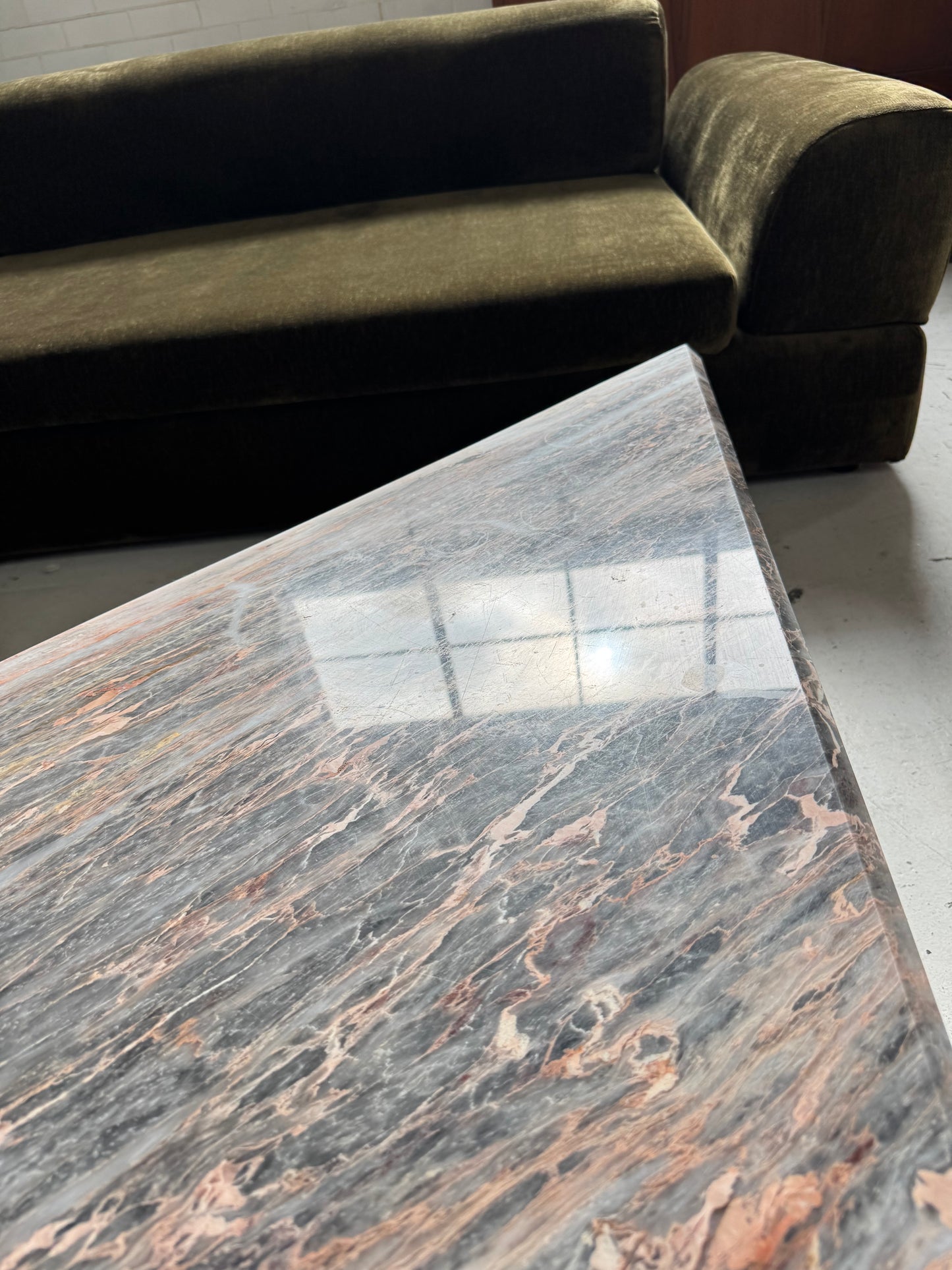 Two Piece Sculptural Marble Triangle Coffee Table Set