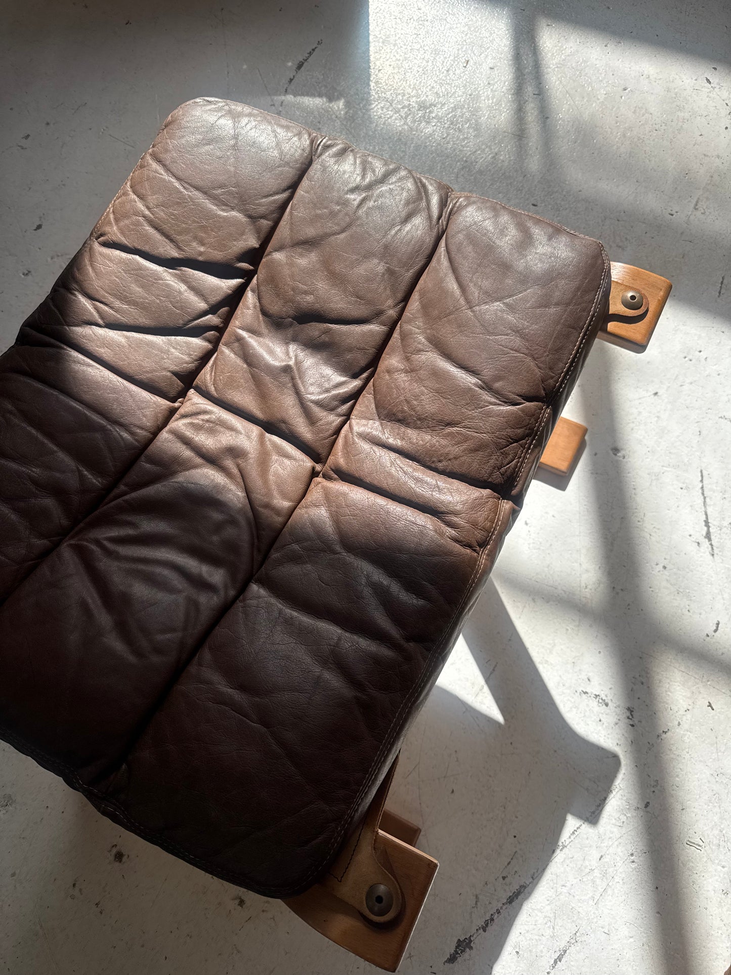 Mid Century Leather Ottoman