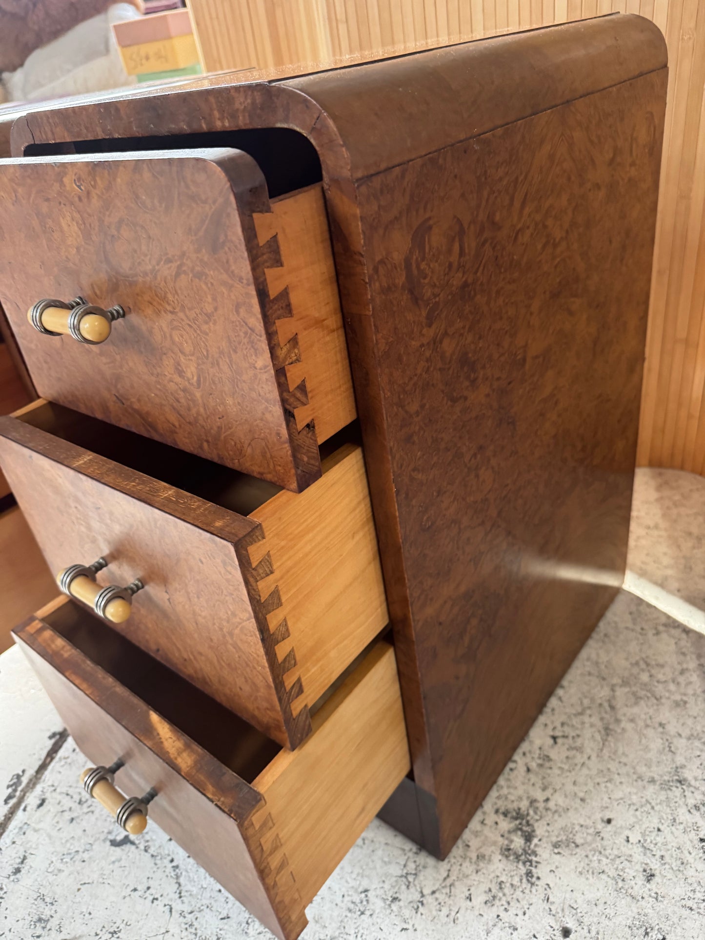 Vintage Burl Wood Bedside Tables - Pair