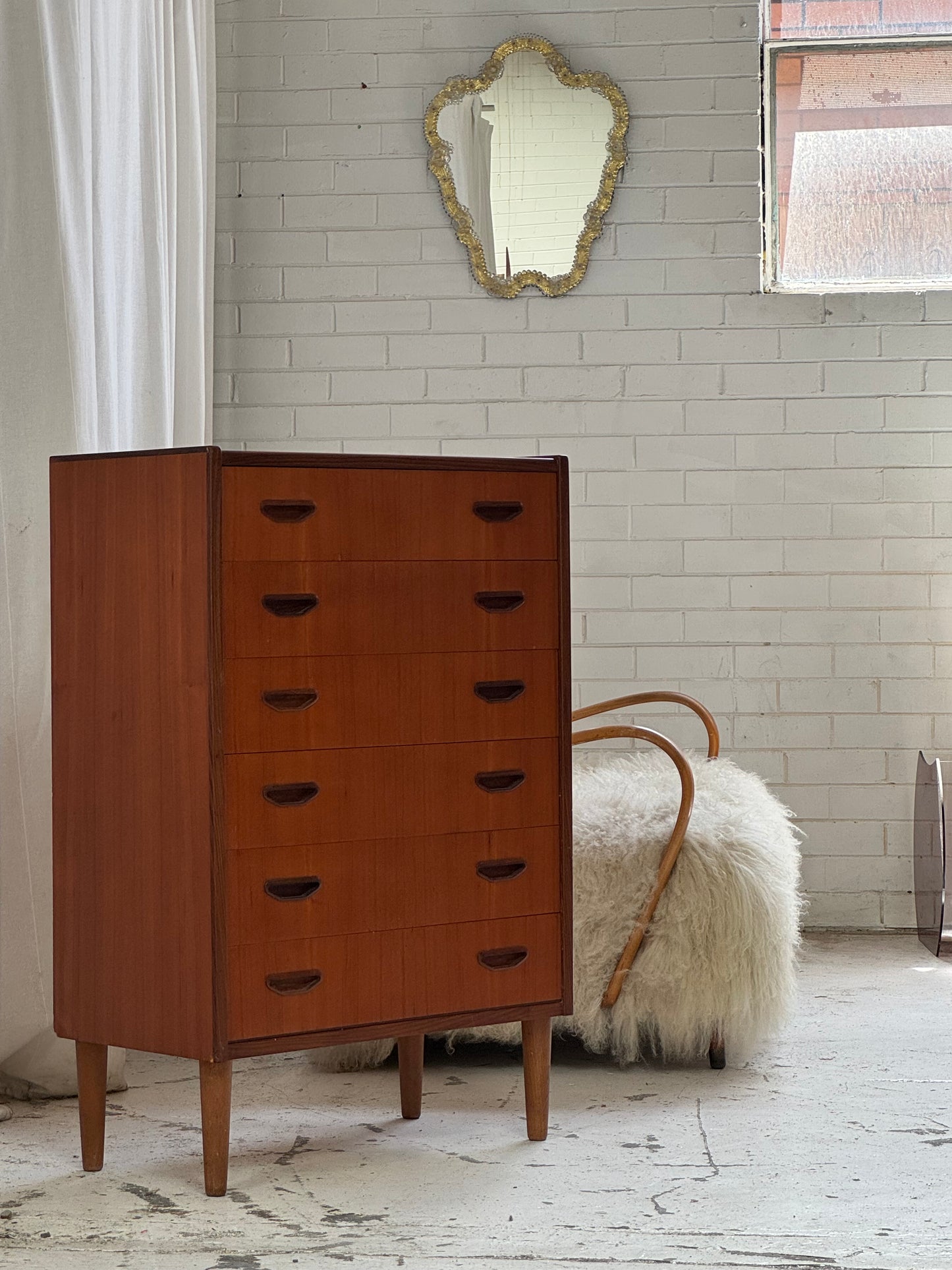 P. Westergaard Slimline Danish Tall Boy Drawers