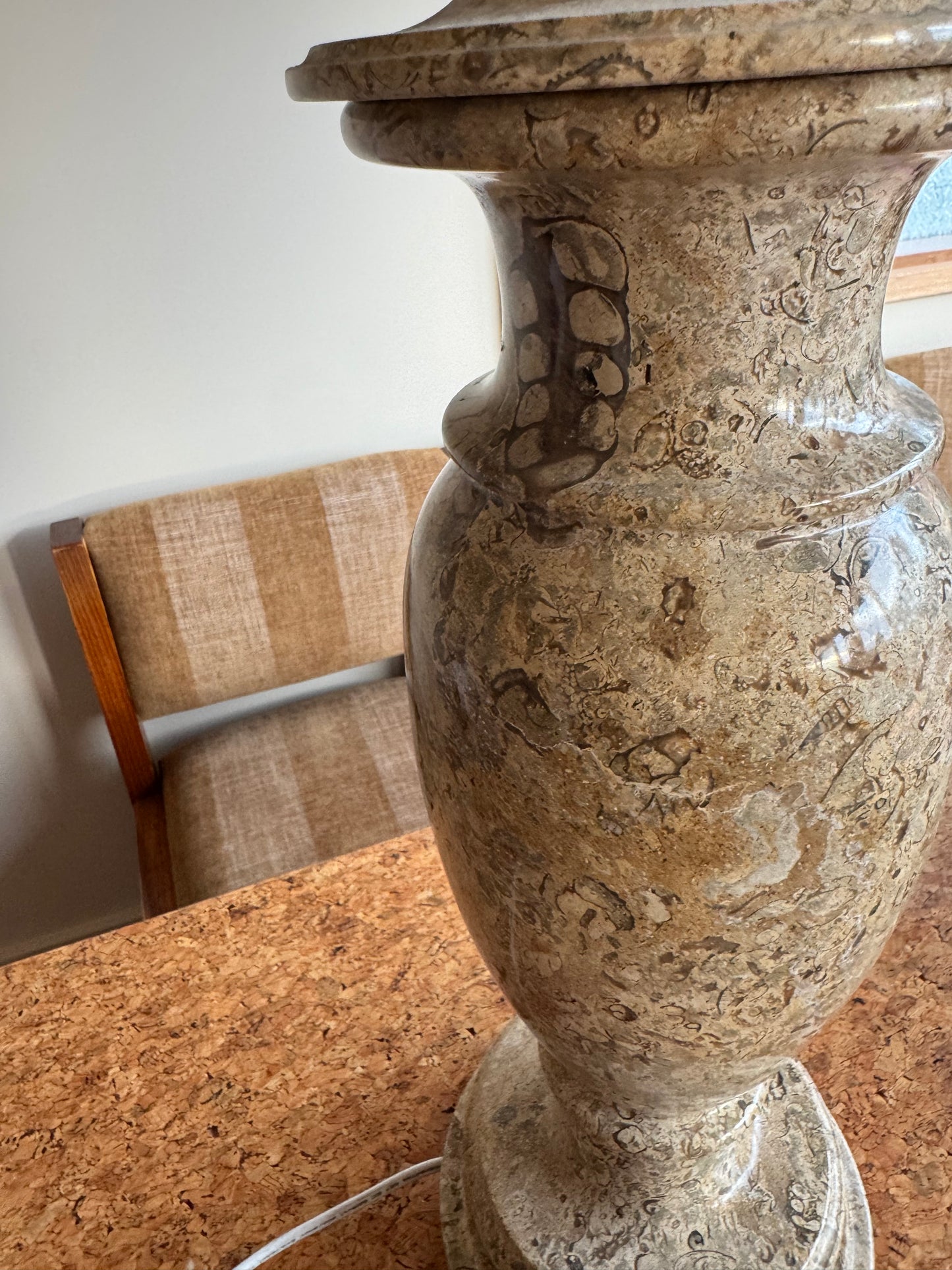 Large Vintage Limestone Fossil Lamp