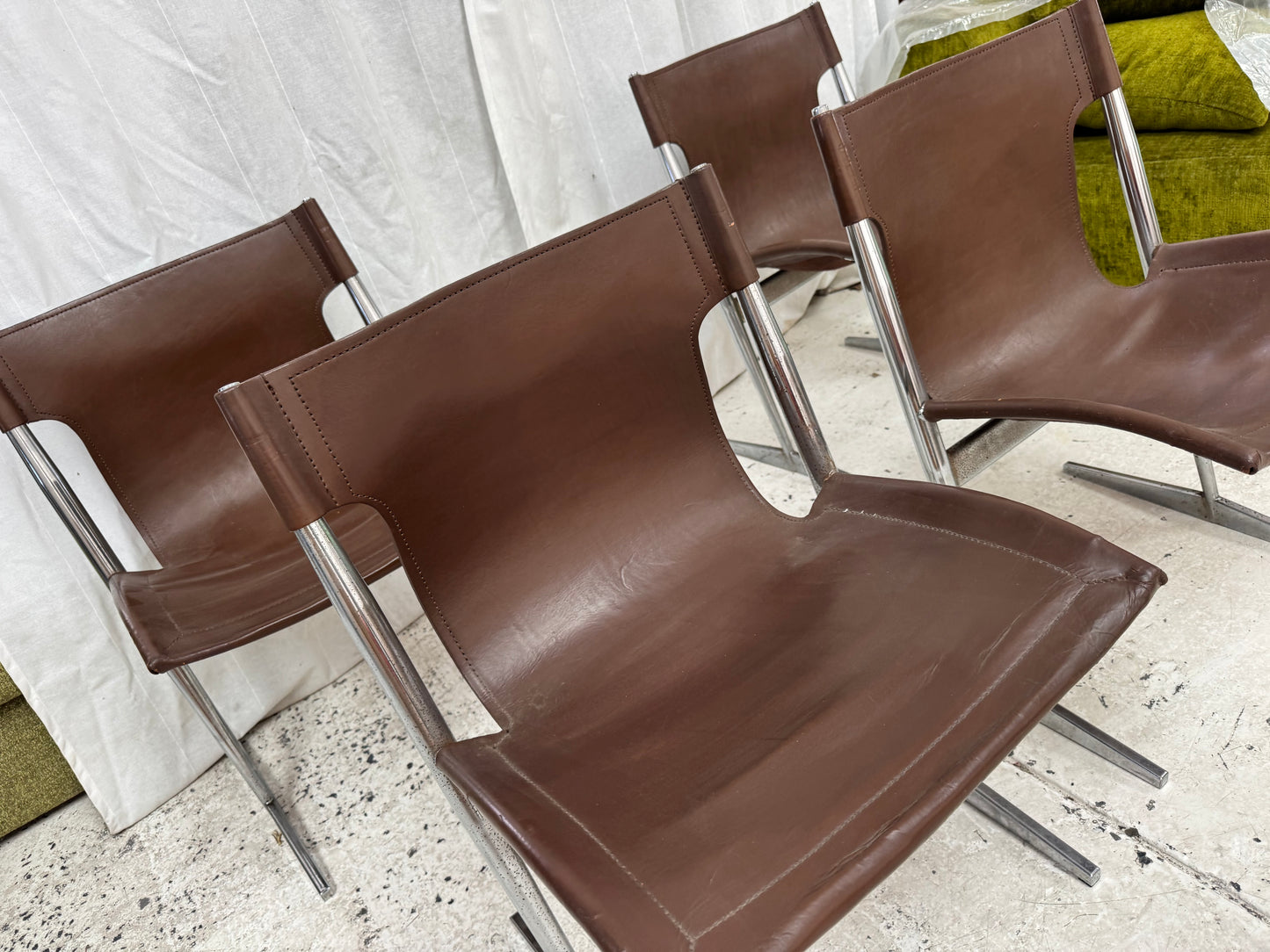 W.D Wallace Leather Chairs - set of four