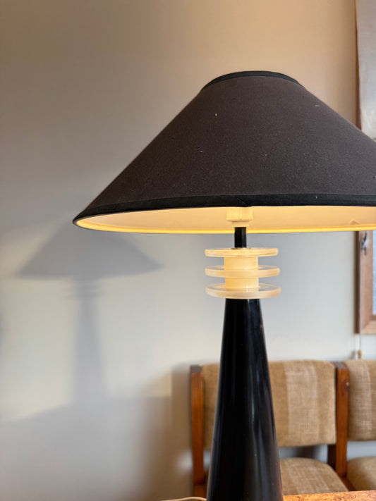 Vintage Lucite Black Ceramic Lamp