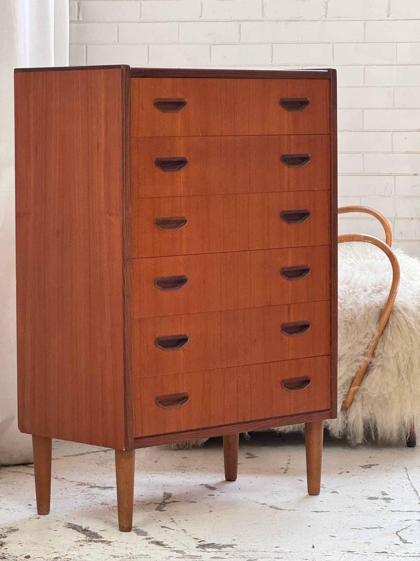 P. Westergaard Slimline Danish Tall Boy Drawers