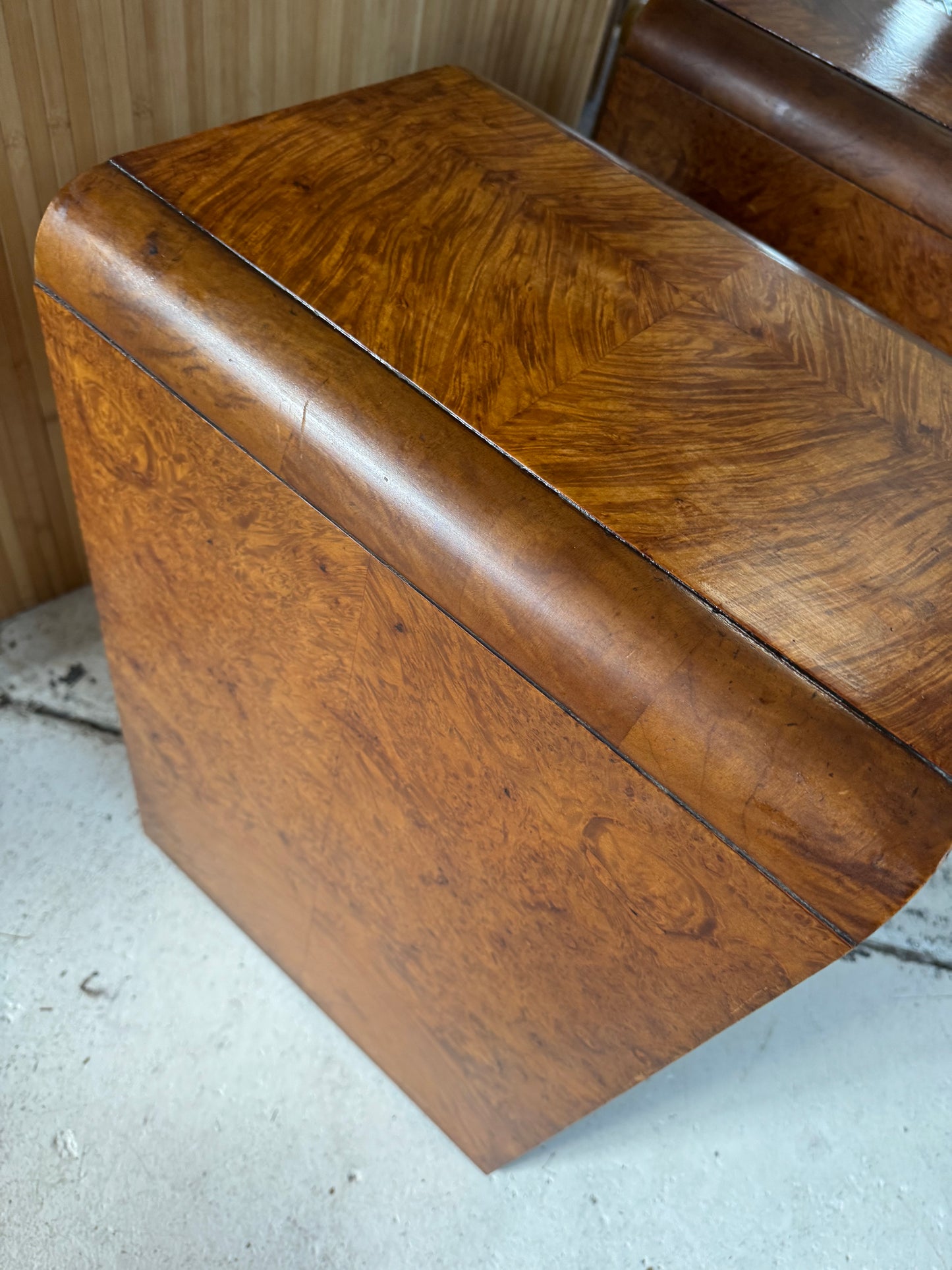Vintage Burl Wood Bedside Tables - Pair