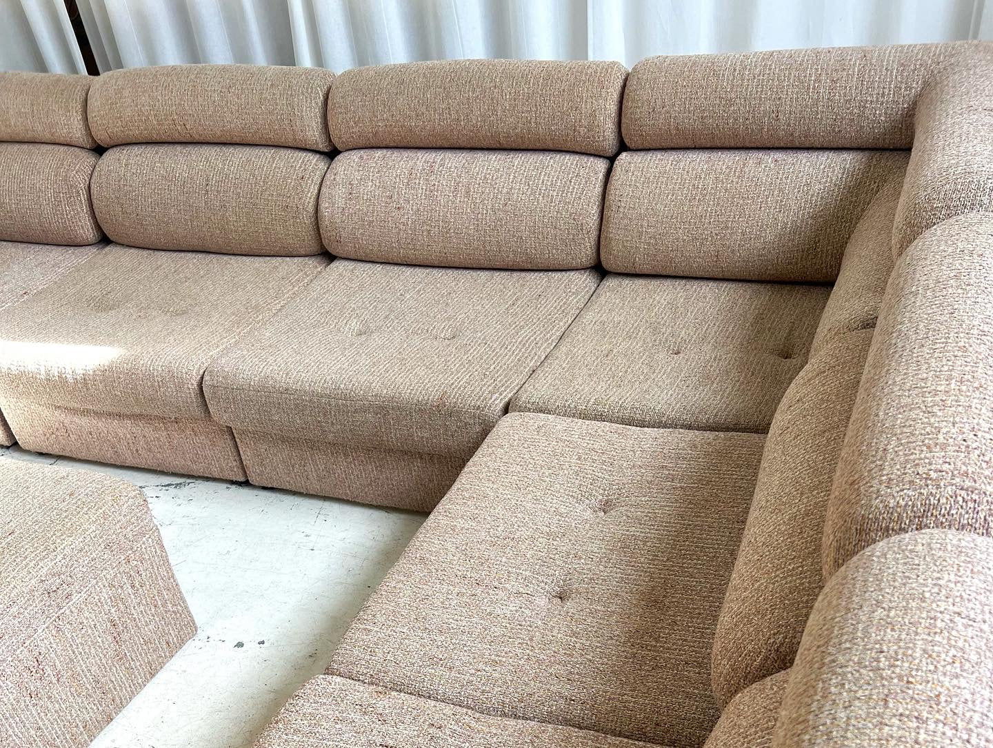 Vintage Pink/Beige Tweed Boucle Modular Sofa Set