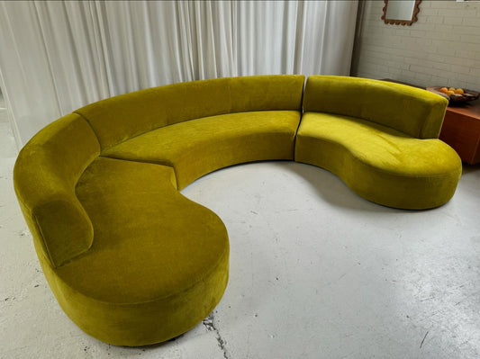 Large Chartruese Velvet Curvy Sofa Set - Preorder