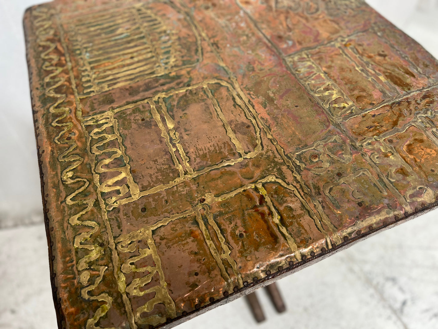 Copper & Brass Brutalist Table