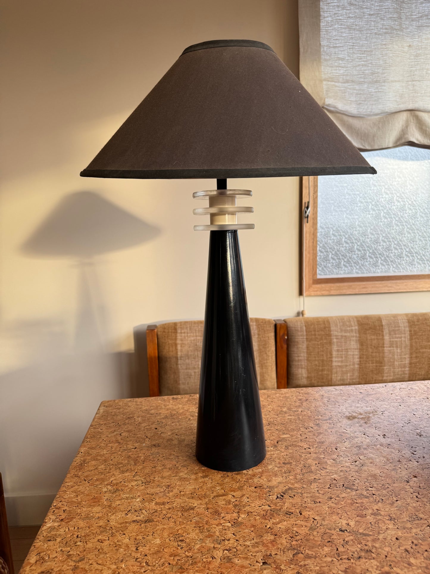 Vintage Lucite Black Ceramic Lamp