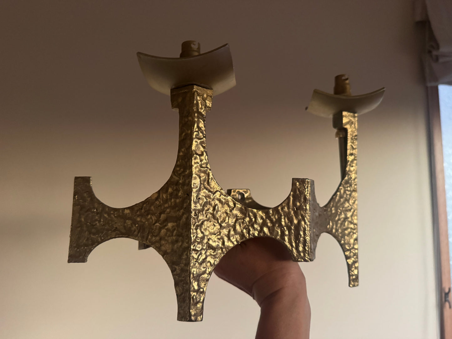 Brutalist Brass Sconces by Moe Bridge