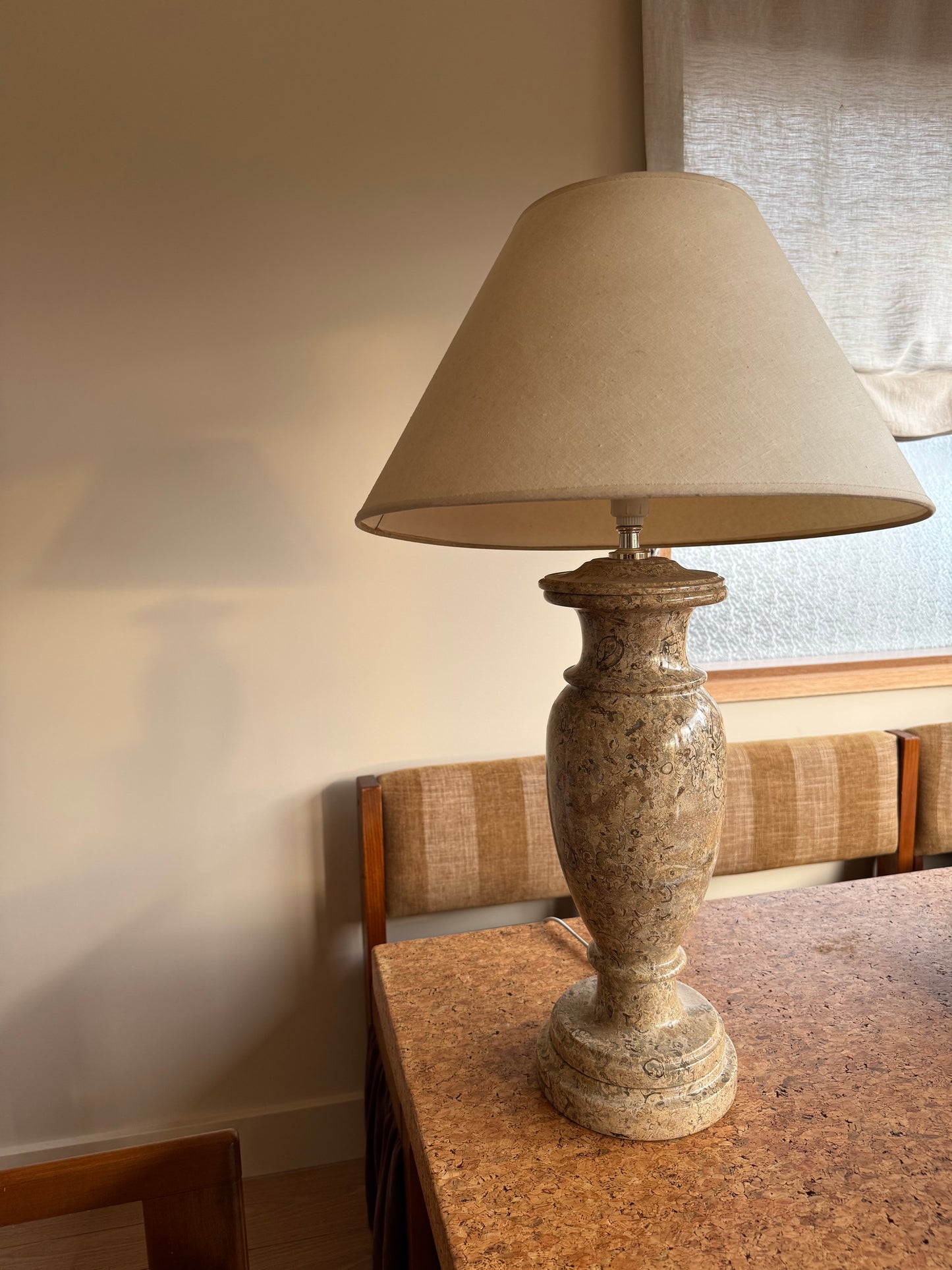 Large Vintage Limestone Fossil Lamp