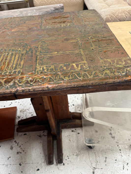 Vintage Copper & Brass Brutalist Table