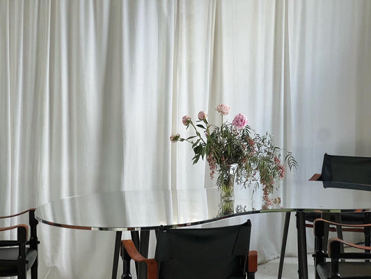 Large Kidney Shaped Mirrored Perspex Table