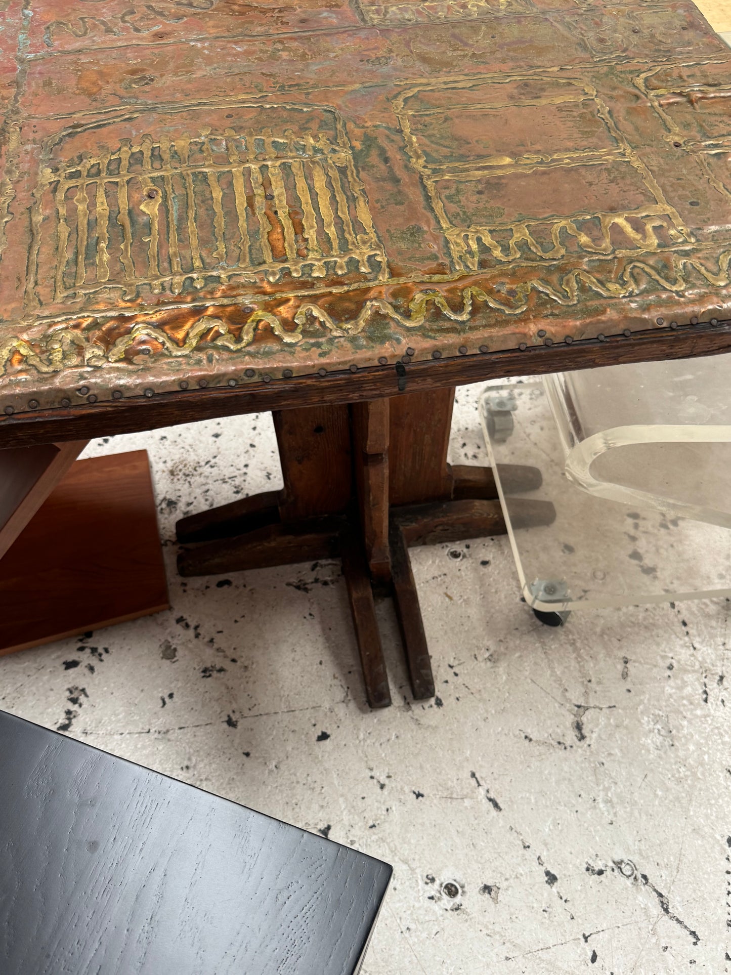 Vintage Copper & Brass Brutalist Table