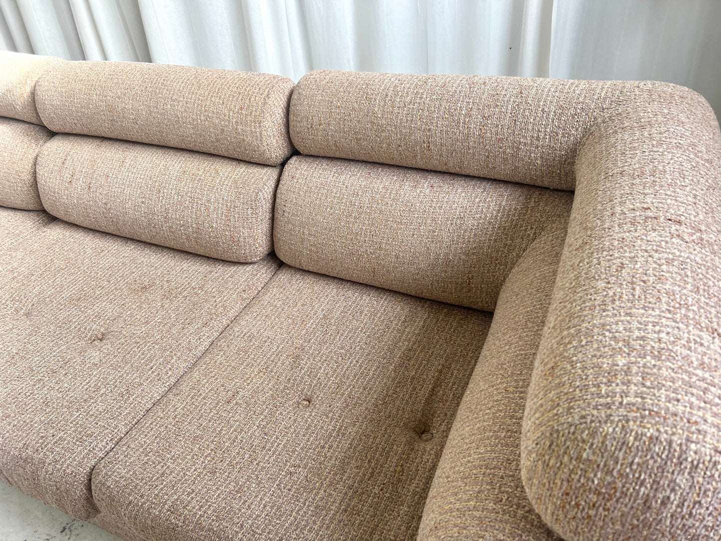 Vintage Pink/Beige Tweed Boucle Modular Sofa Set