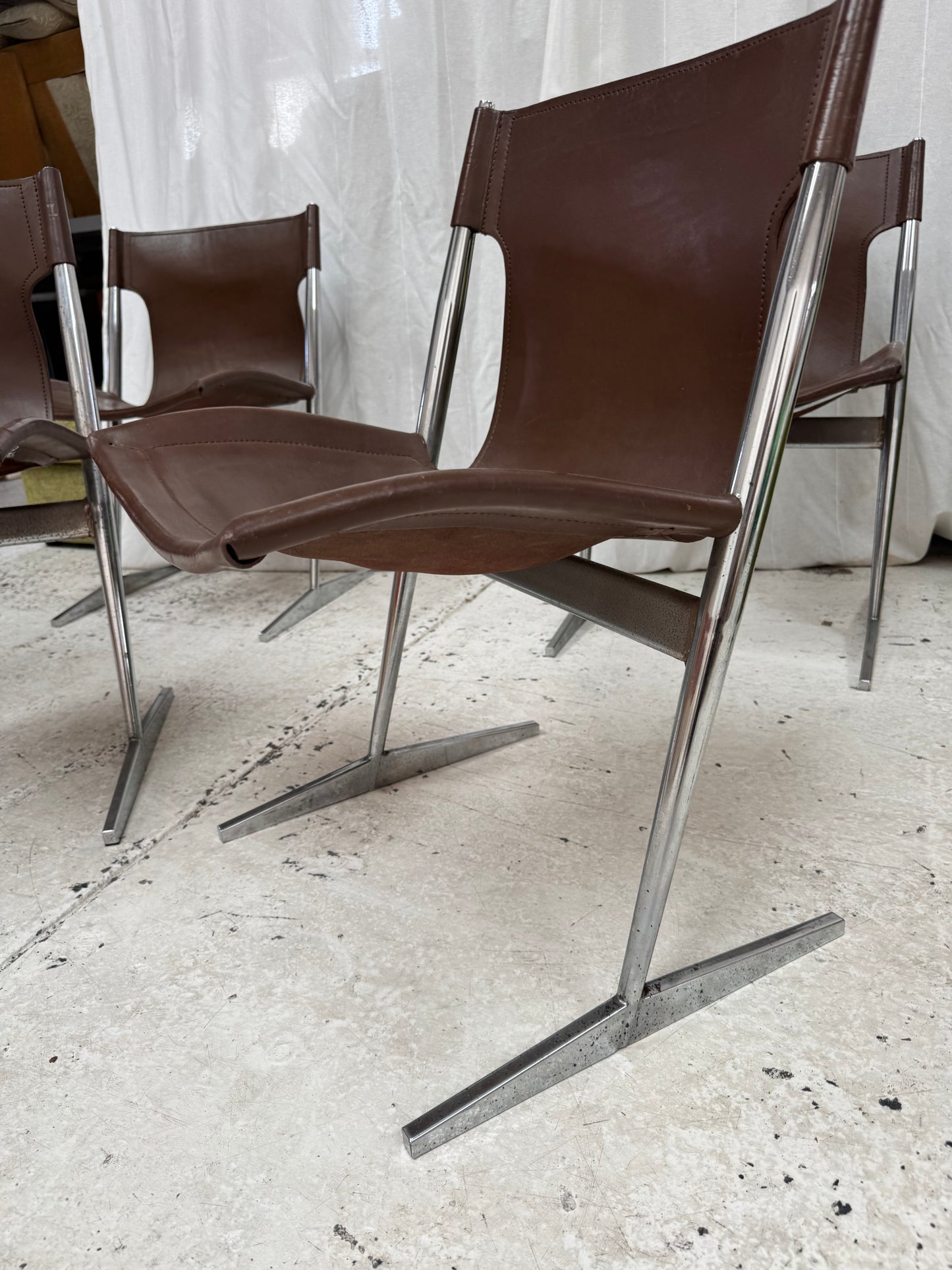 W.D Wallace Leather Chairs - set of four