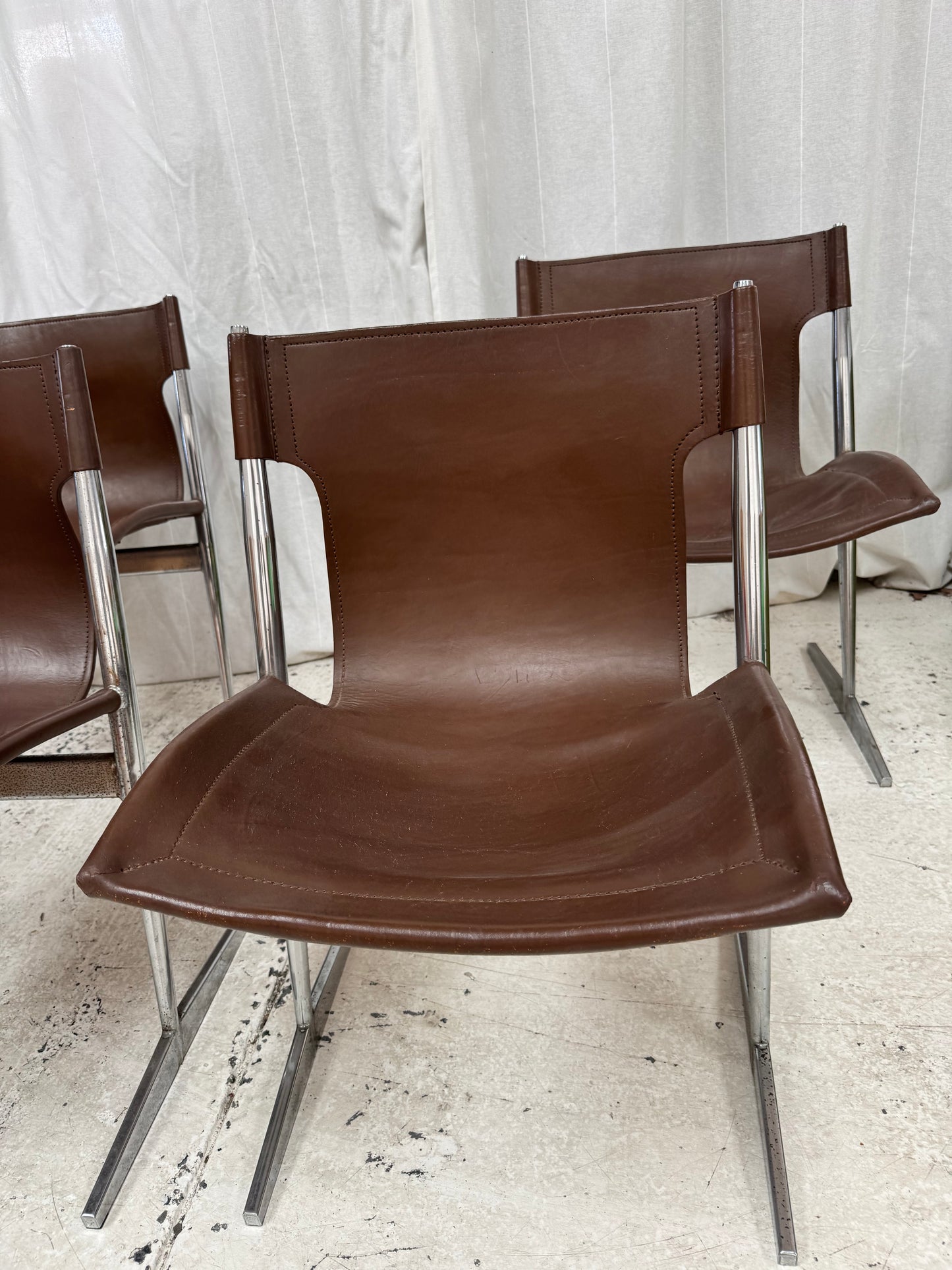 W.D Wallace Leather Chairs - set of four