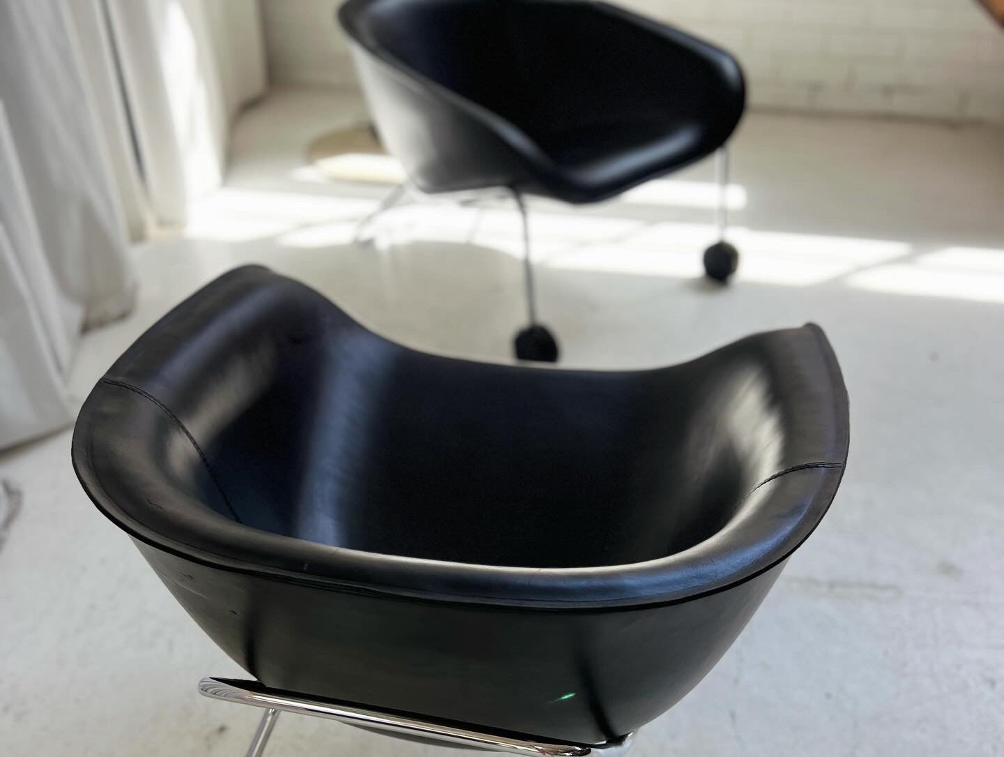 Mart by Antonio Citterio for B&B Italia Black Leather and Chome Armchair
