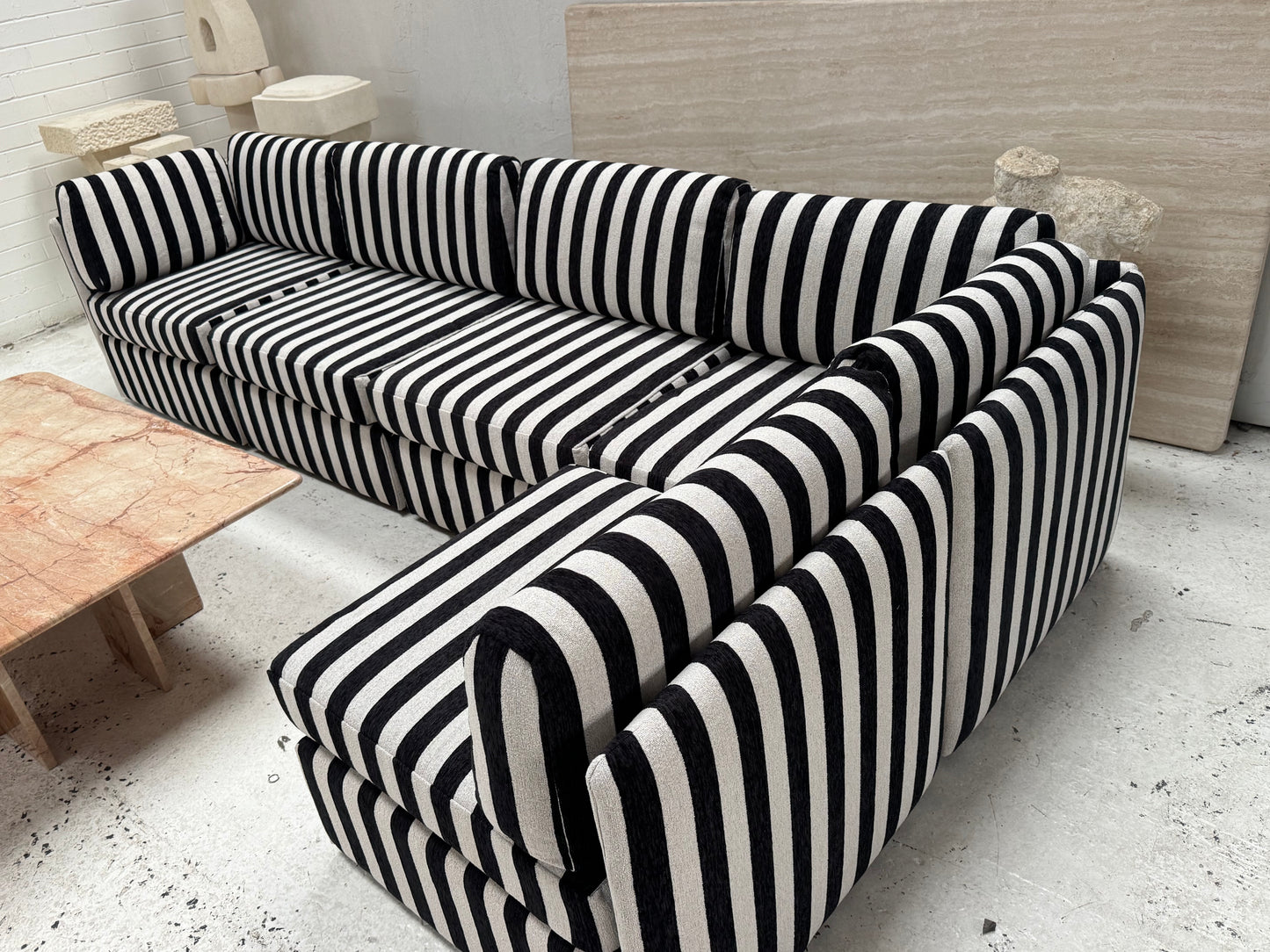 Vintage Jumbo Stripe Modular Sofa - Freshly Reupholstered