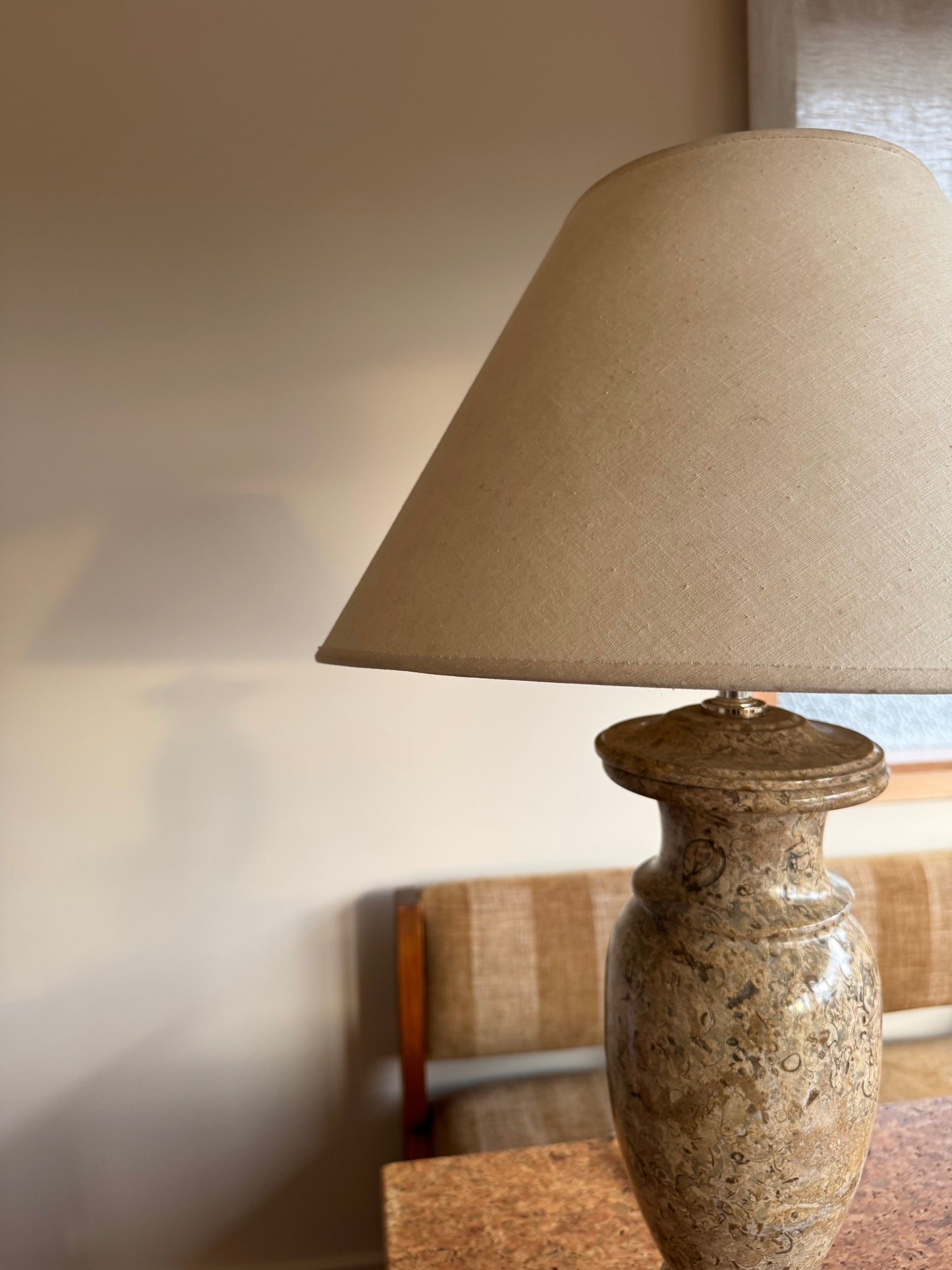 Large Vintage Limestone Fossil Lamp