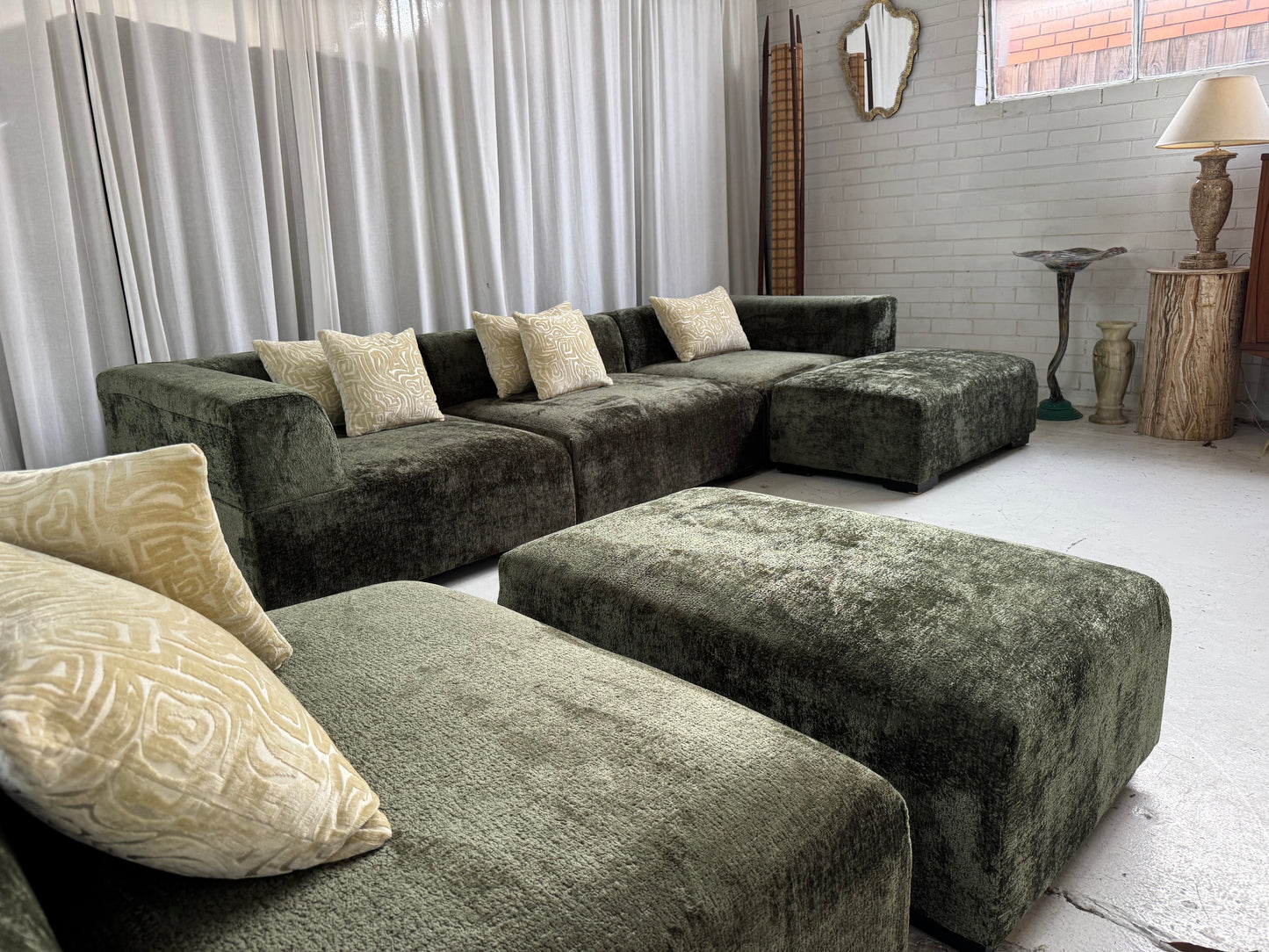 Bespoke Forest Green Modular Sofa