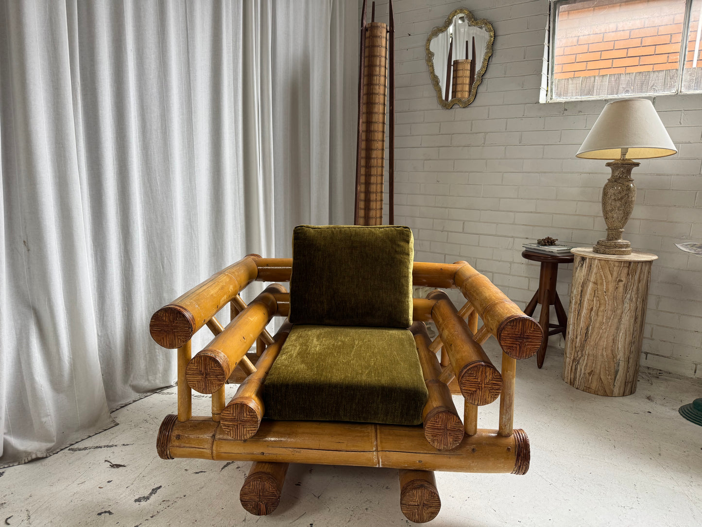 Vintage Jumbo Bamboo Armchairs x 2
