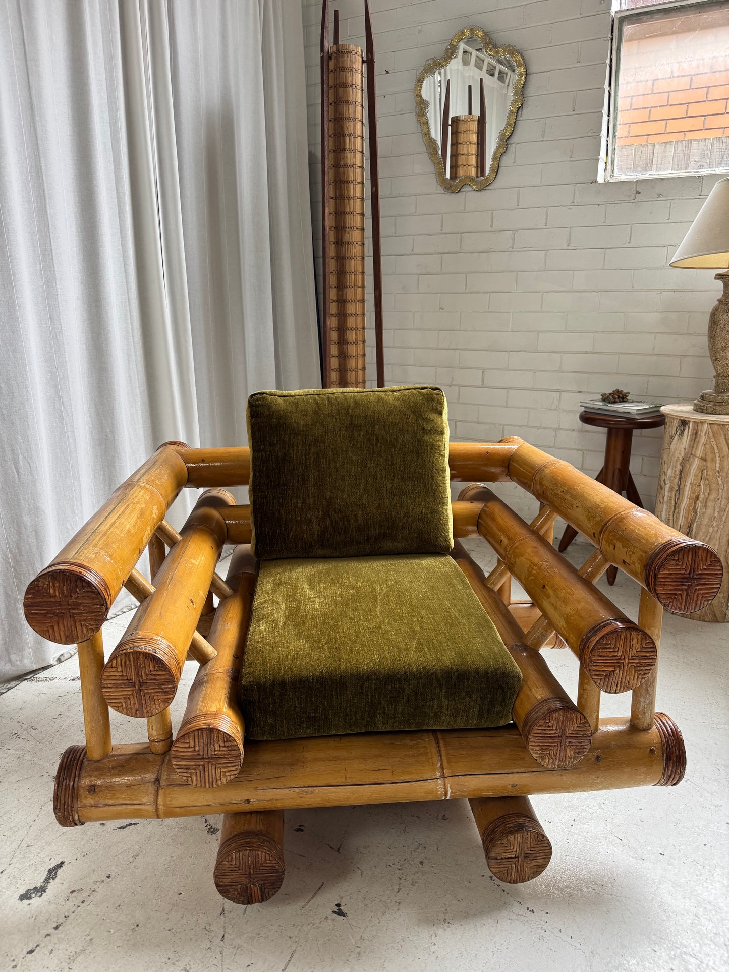 Vintage Jumbo Bamboo Armchairs x 2