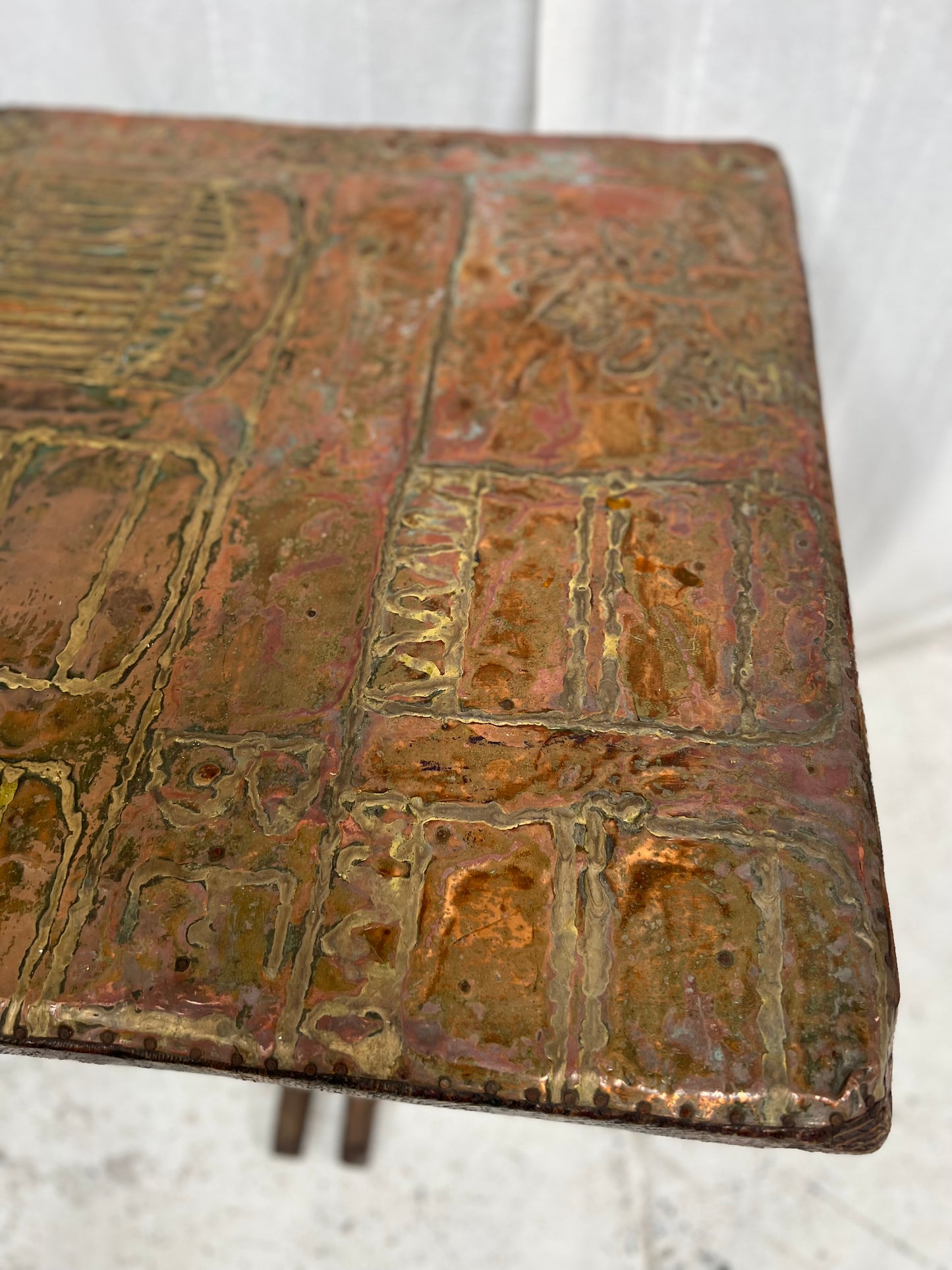 Copper & Brass Brutalist Table