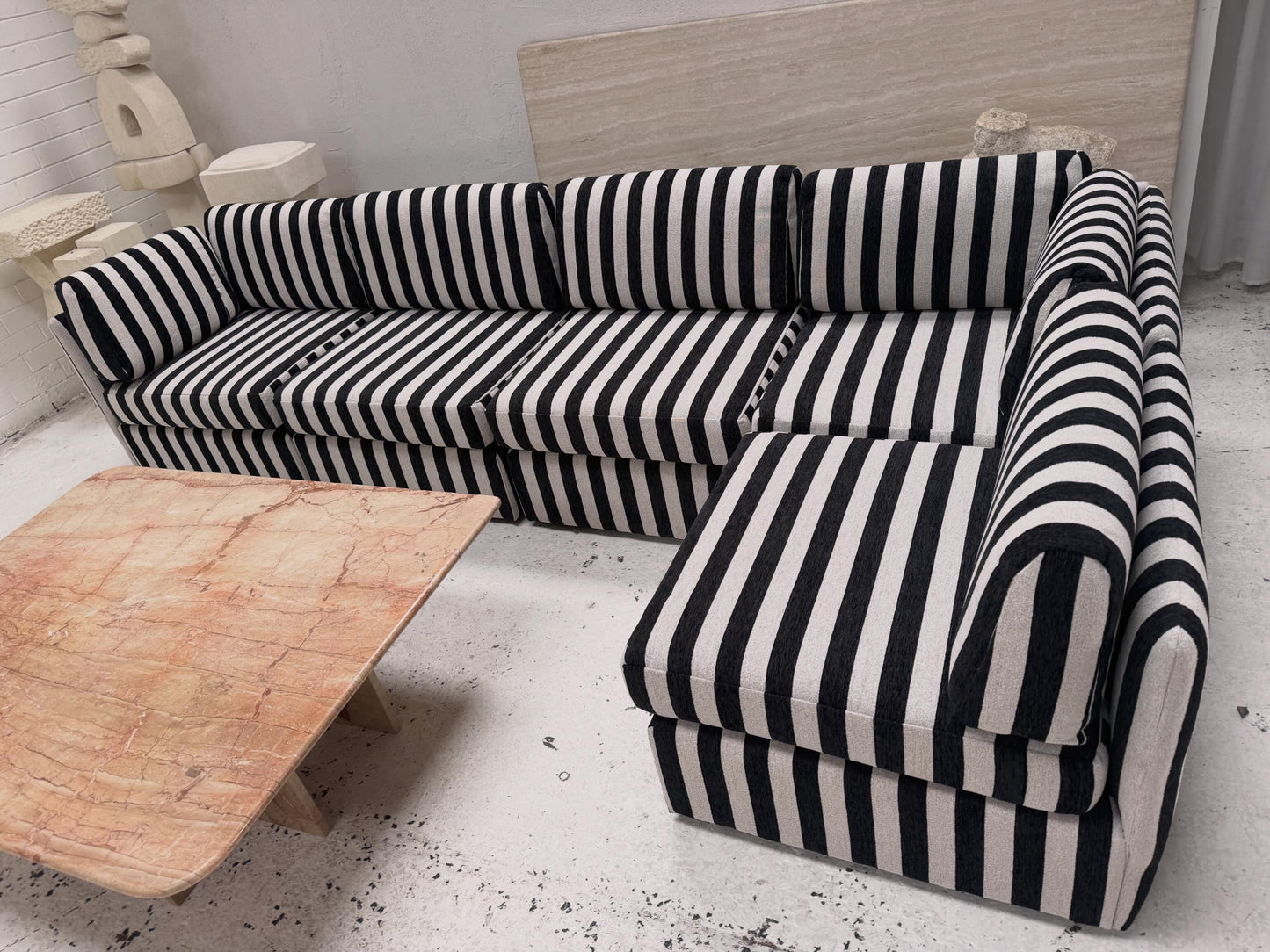 Vintage Jumbo Stripe Modular Sofa - Freshly Reupholstered