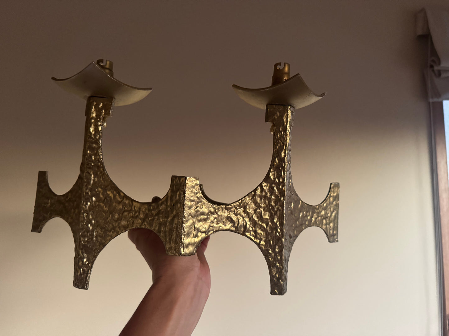 Brutalist Brass Sconces by Moe Bridge