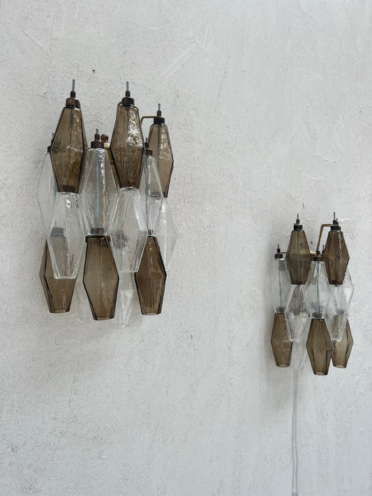 Murano Poliedri Sconce - Smoke & Clear
