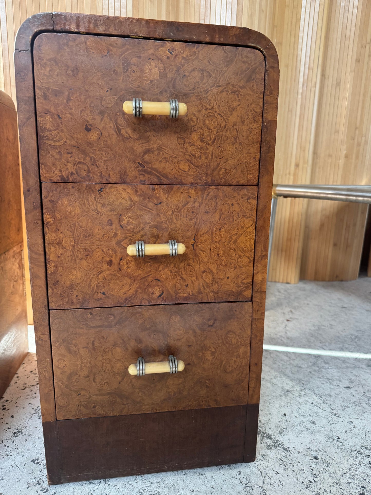 Vintage Burl Wood Bedside Tables - Pair