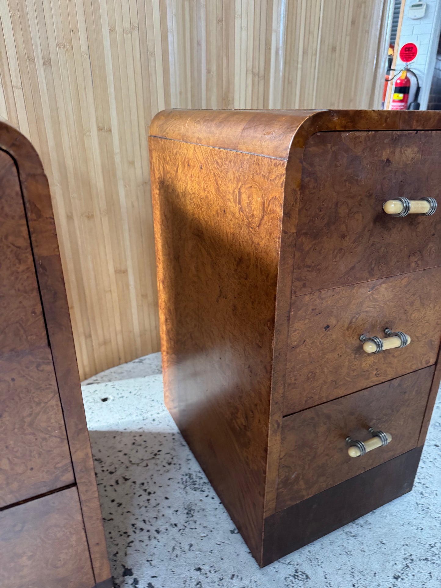 Vintage Burl Wood Bedside Tables - Pair