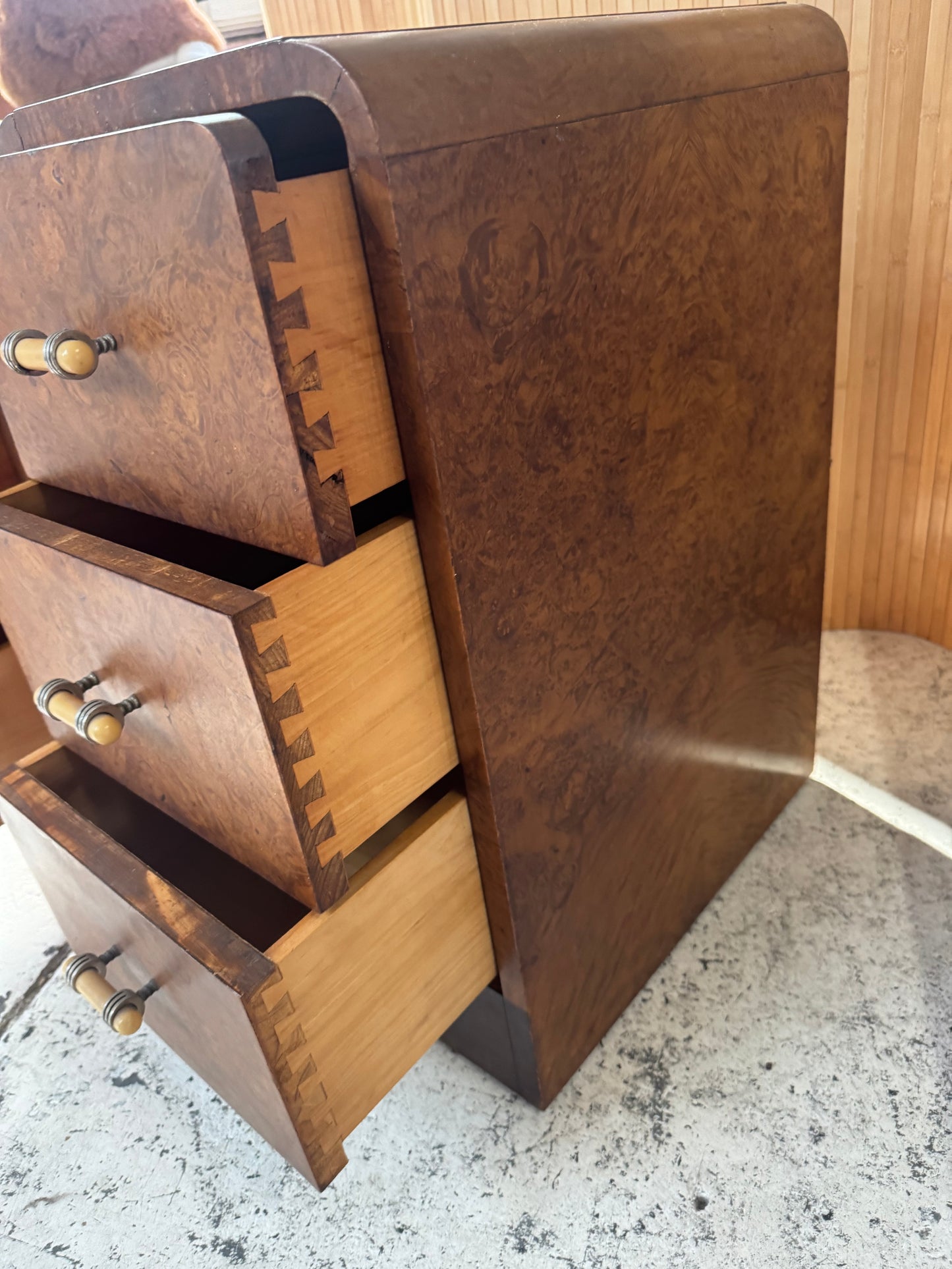 Vintage Burl Wood Bedside Tables - Pair