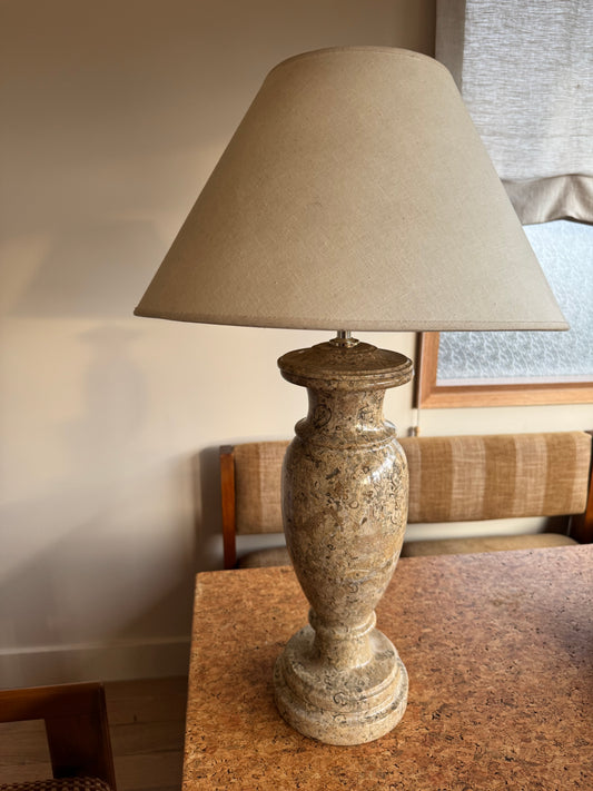 Large Vintage Limestone Fossil Lamp