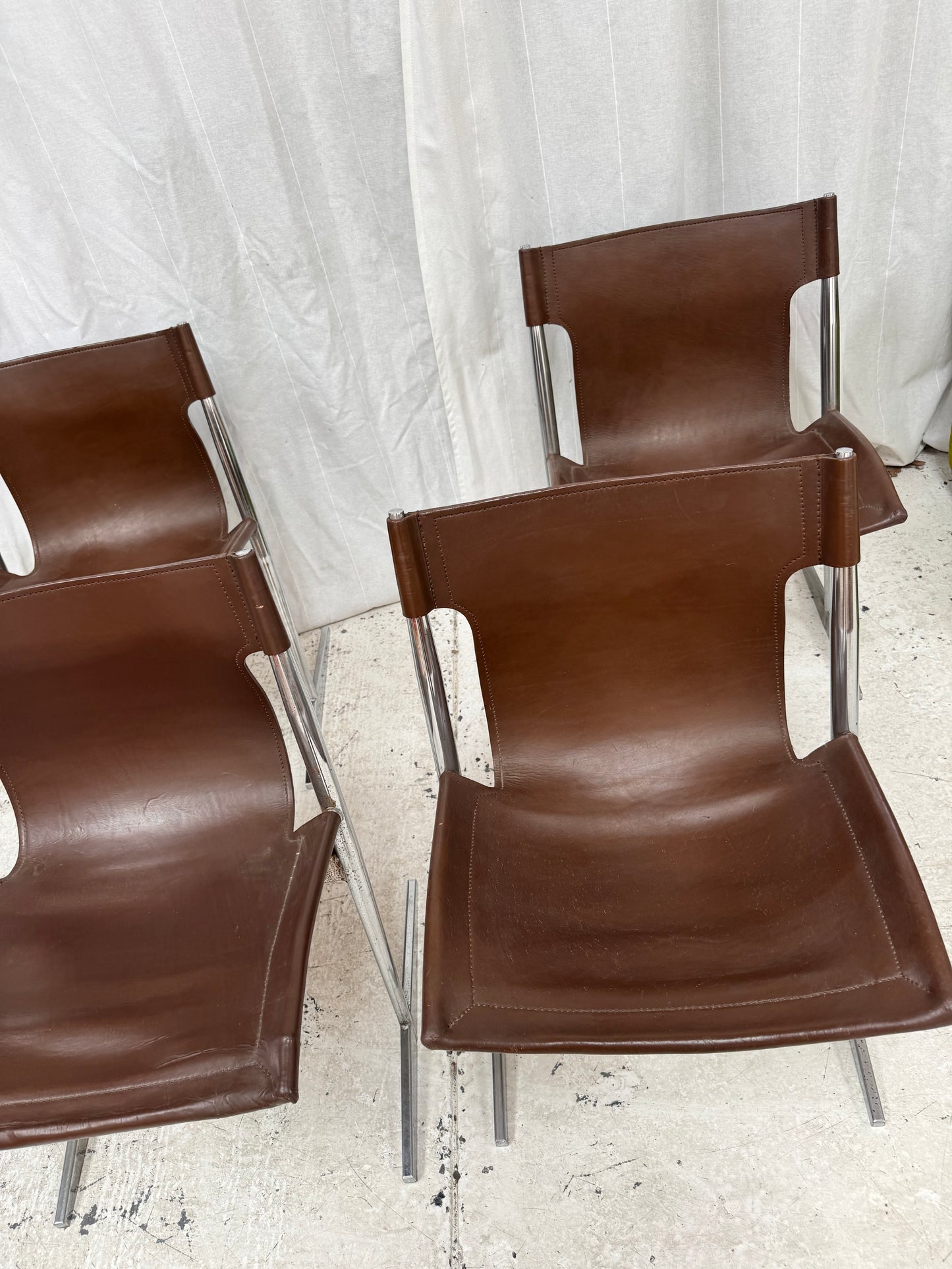 W.D Wallace Leather Chairs - set of four