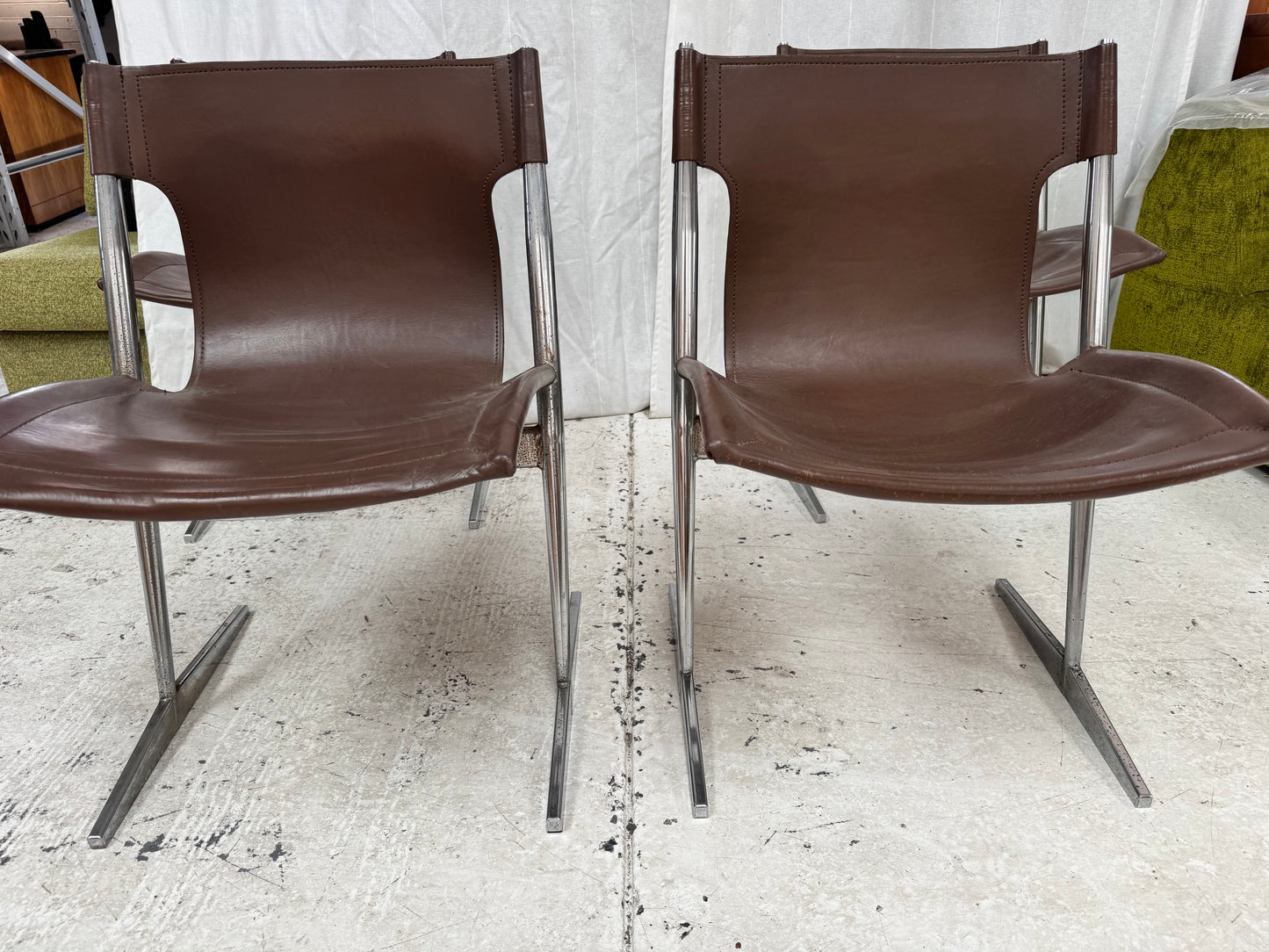 W.D Wallace Leather Chairs - set of four