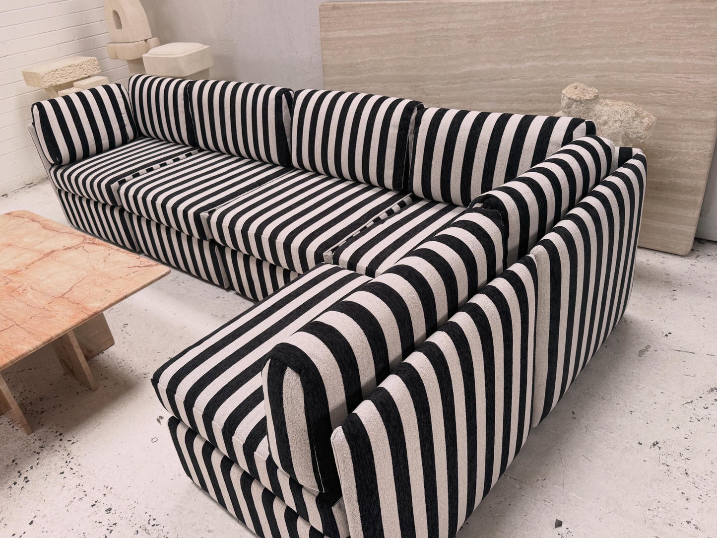 Vintage Jumbo Stripe Modular Sofa - Freshly Reupholstered