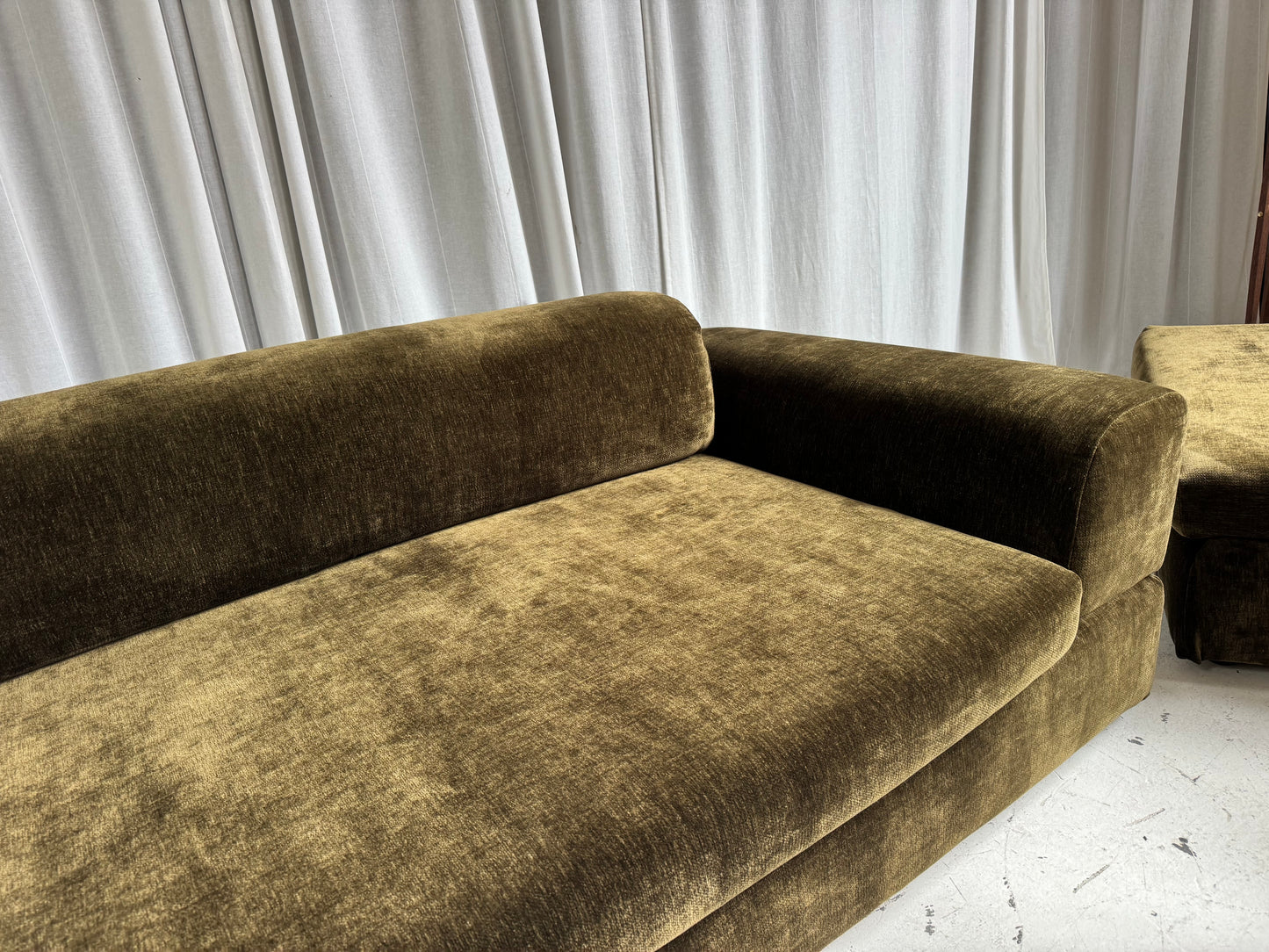 Custom Large Modular Sofa - Bark Velvet